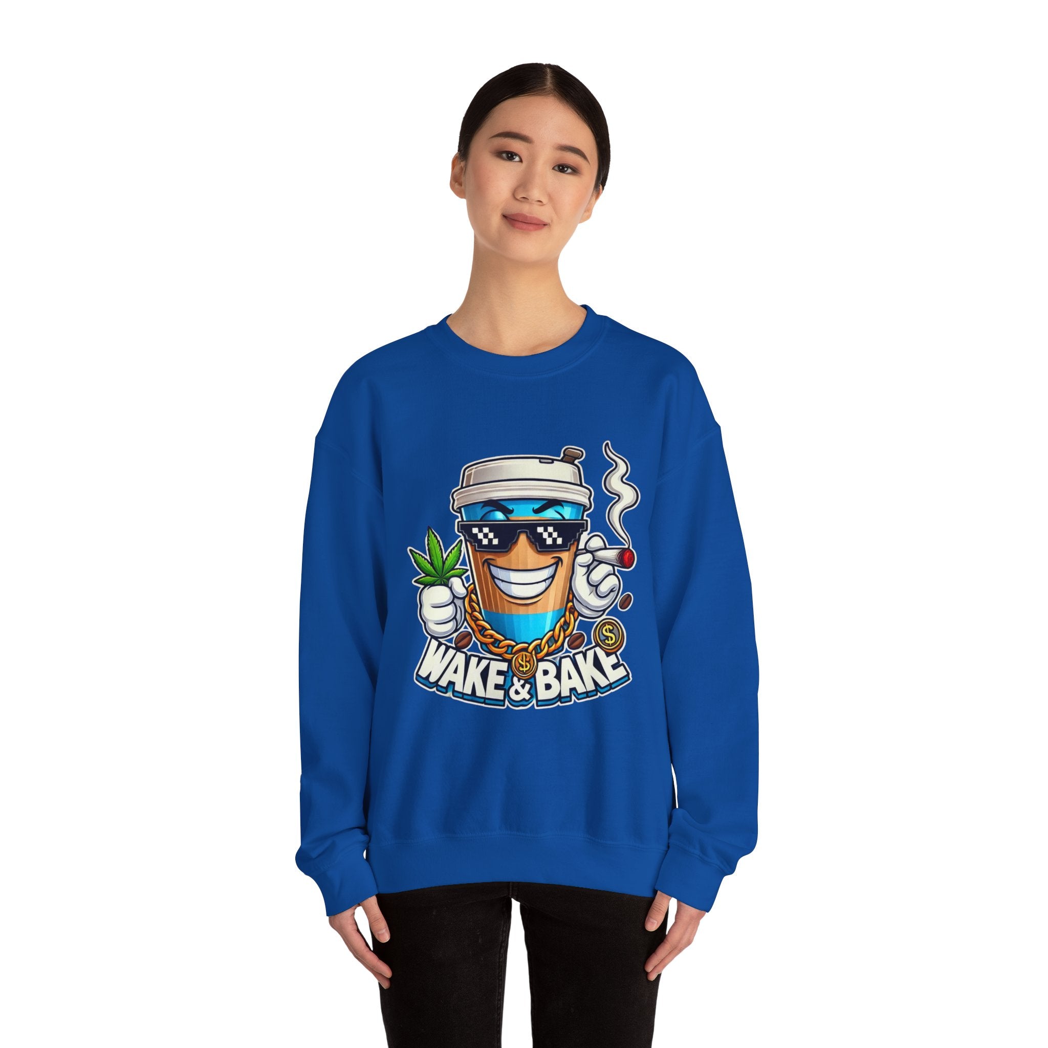 Wake & Bake Unisex Heavy Blend™ Crewneck Sweatshirt - Perfect for Cozy Days & Cannabis Enthusiasts