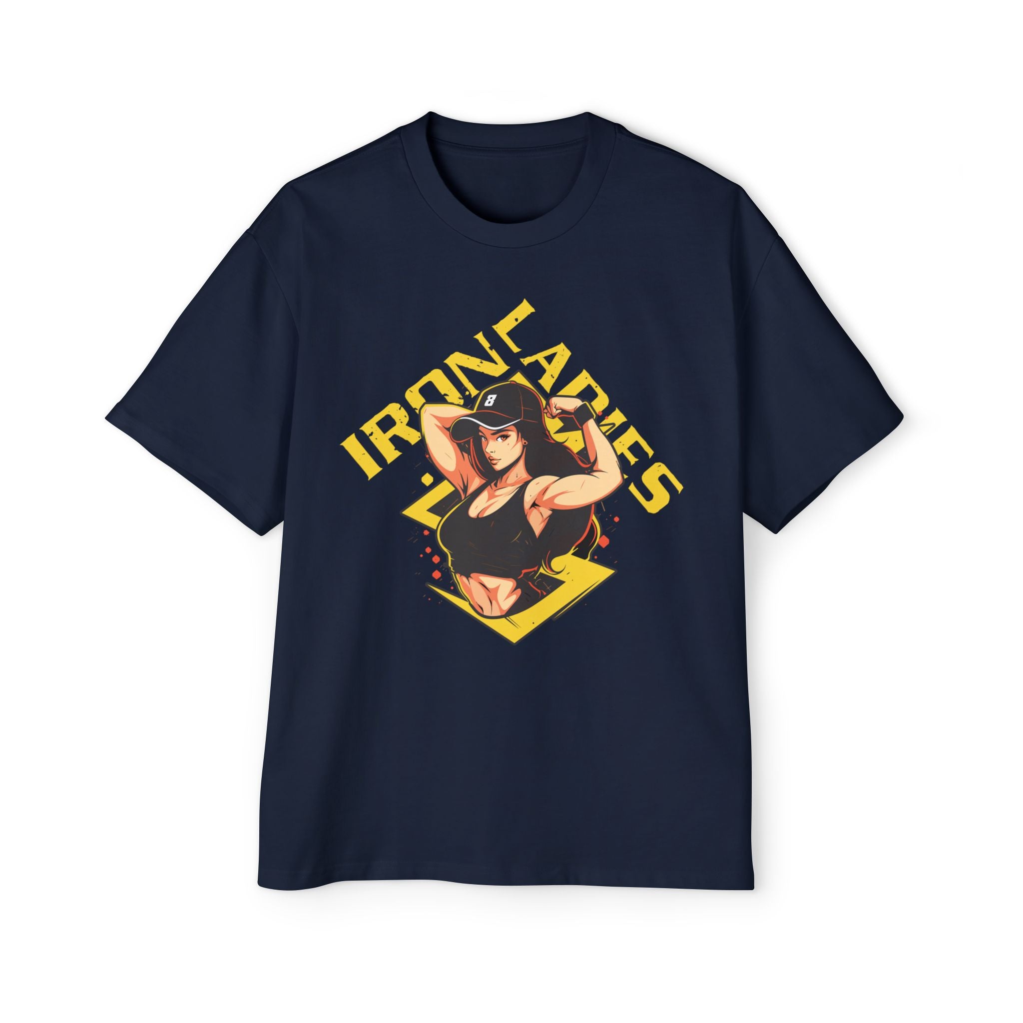 Iron Ladies Oversized Tee - Empowering Graphic Shirt for Fitness Enthusiasts