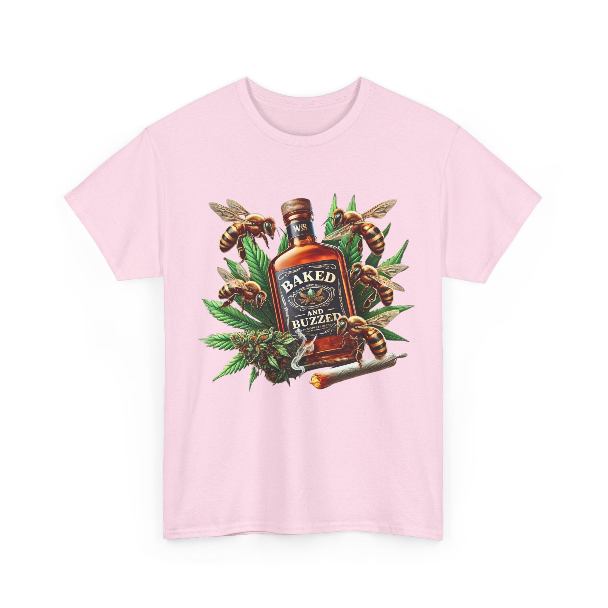 Baked And Buzzed Whiskey And Bees Unisex Heavy Cotton Tee