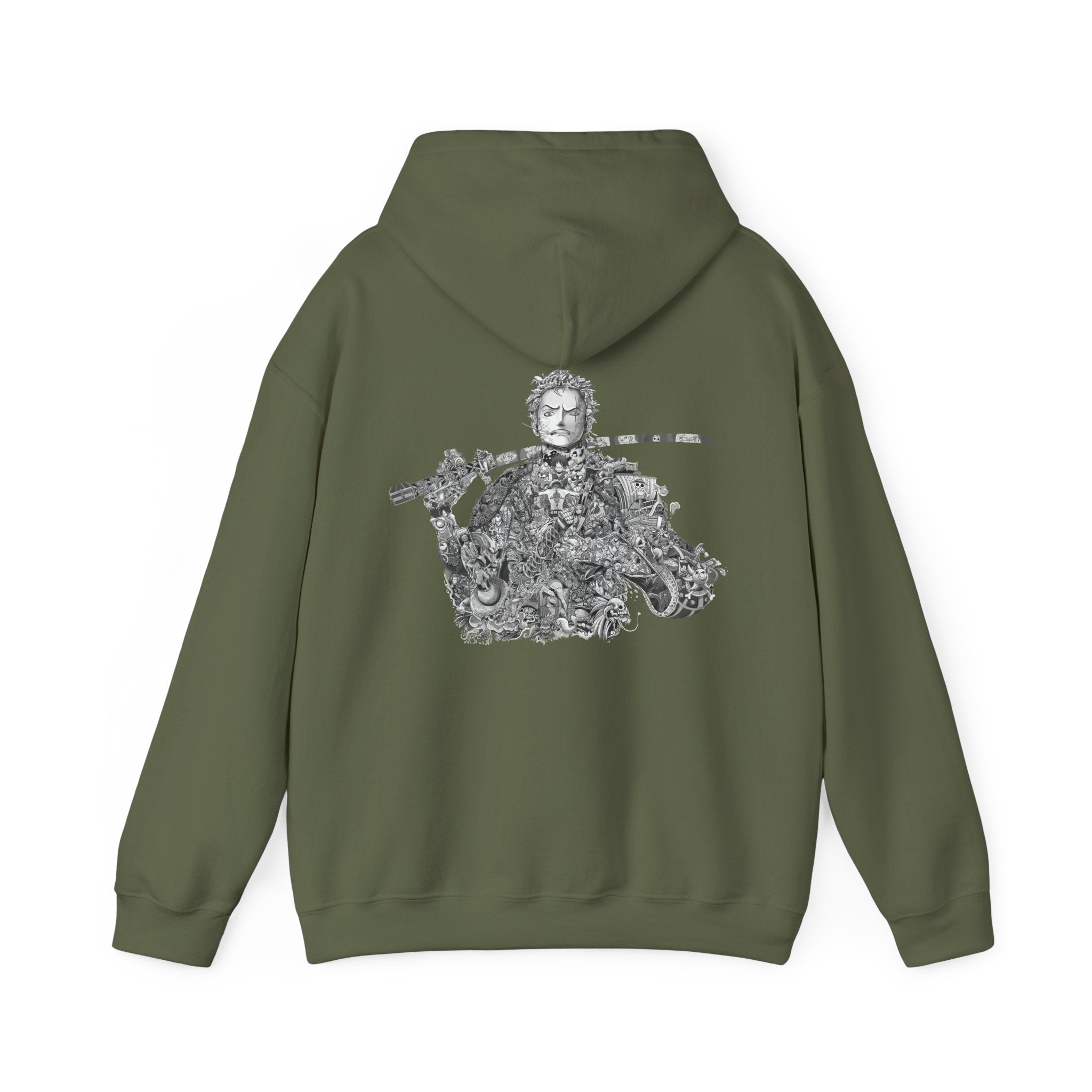 Unisex Hooded Sweatshirt with Artistic Warrior Design - Perfect for Casual Outings & Gifts