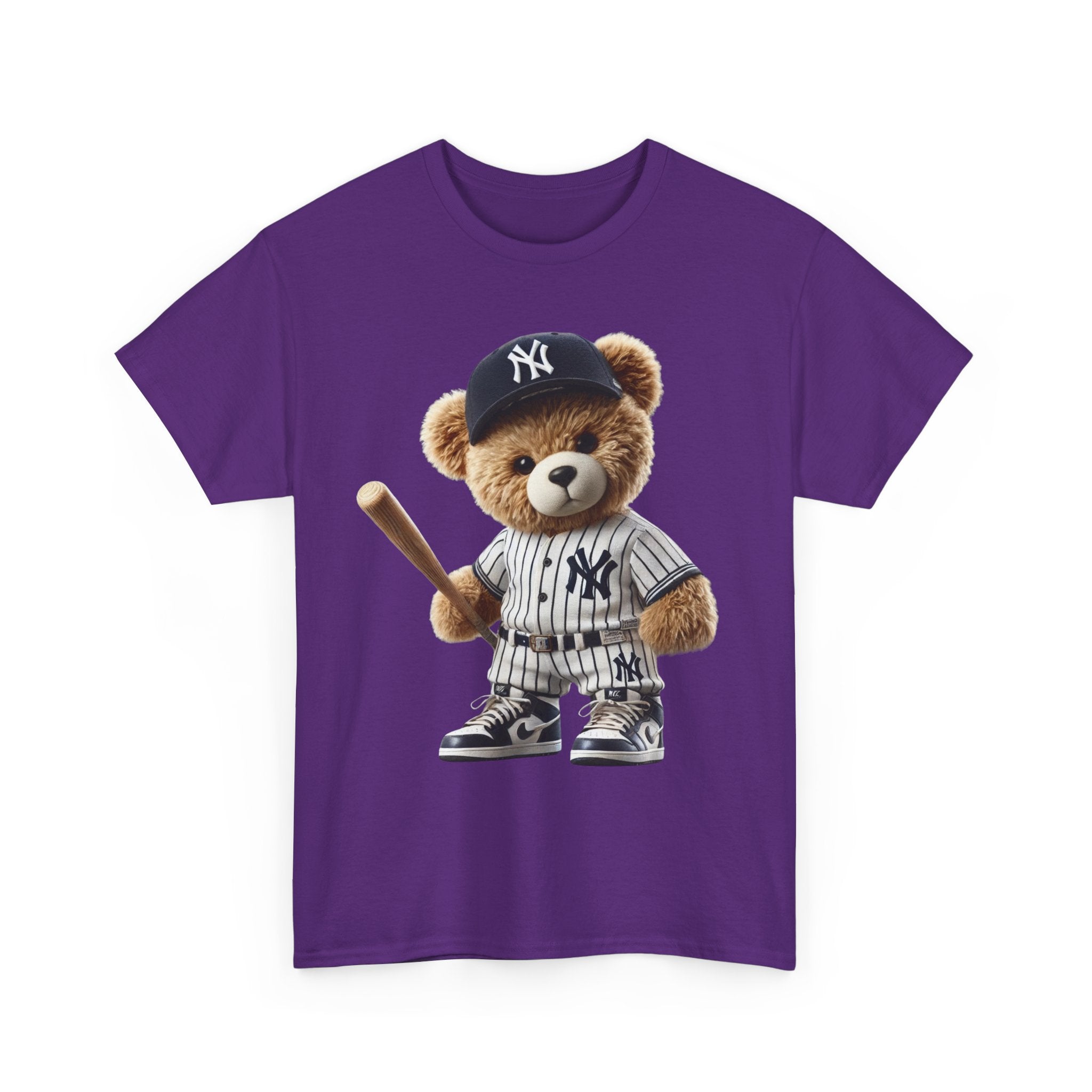 NY Baseball Teddy Bear Unisex Heavy Cotton Tee