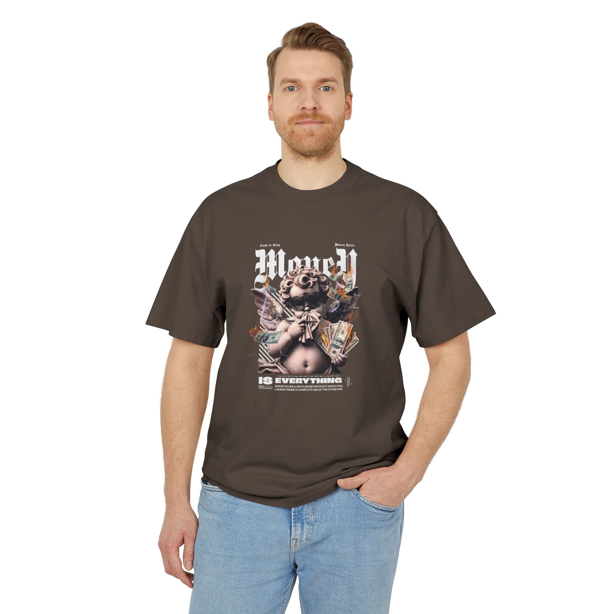 Chic Casual Unisex Heavy Faded Tee - 'Money Is Everything' Graphic Shirt