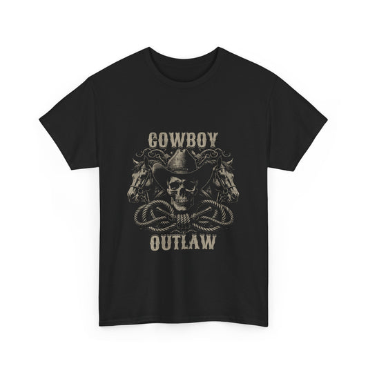 Cowboy Outlaw Unisex Heavy Cotton Tee - Perfect for Western Enthusiasts