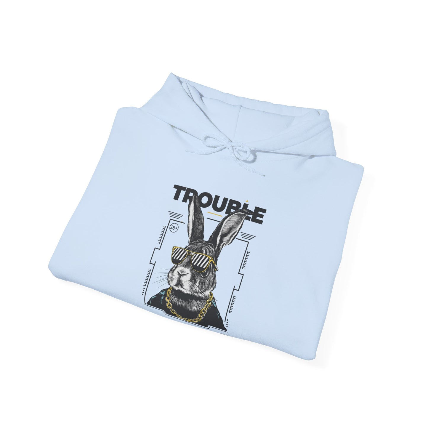 Unisex Heavy Blend™ Hooded Sweatshirt - 'Trouble' Bunny Design