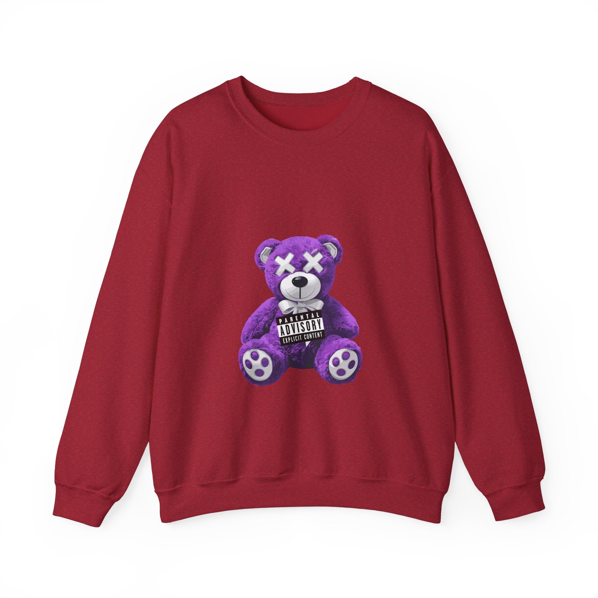 Unisex Heavy Blend™ Crewneck Sweatshirt - Purple Bear Graphic - Unique Streetwear Design