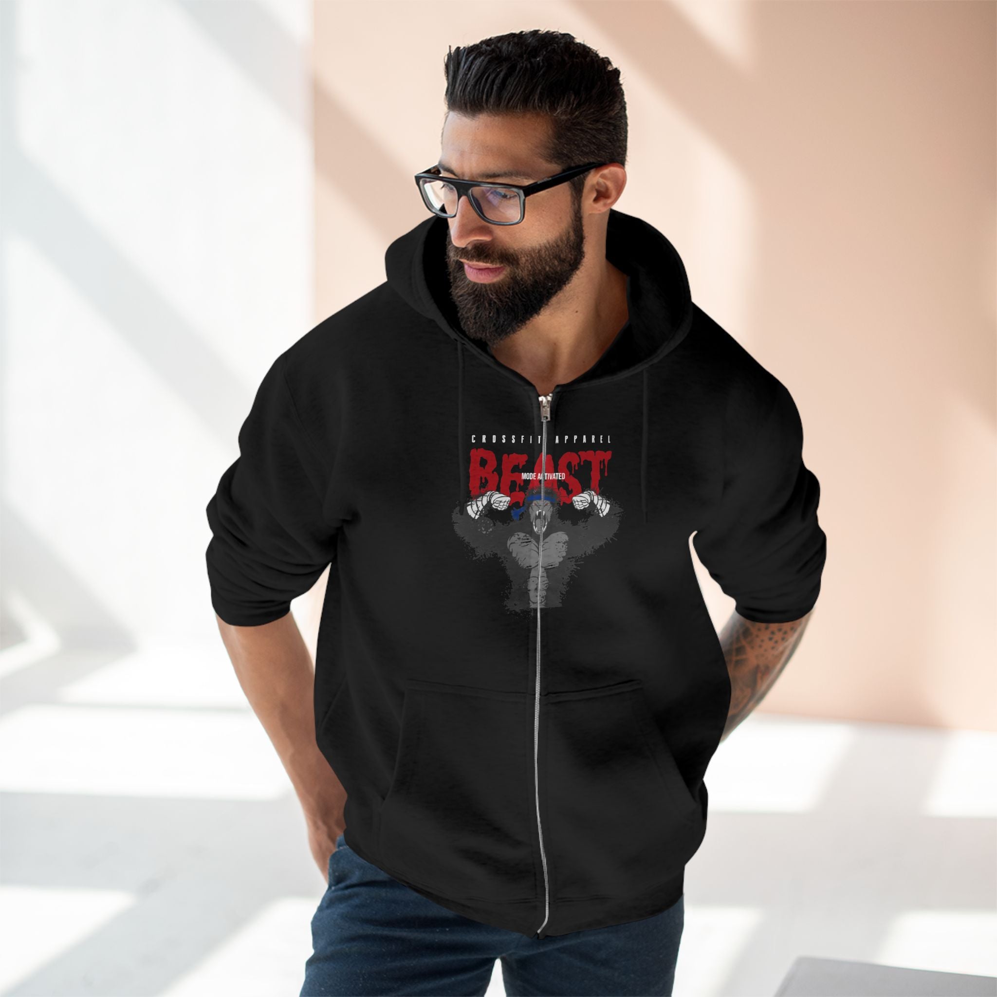 Beast Unisex Zip Hoodie - Perfect for Gym Enthusiasts and Casual Wear