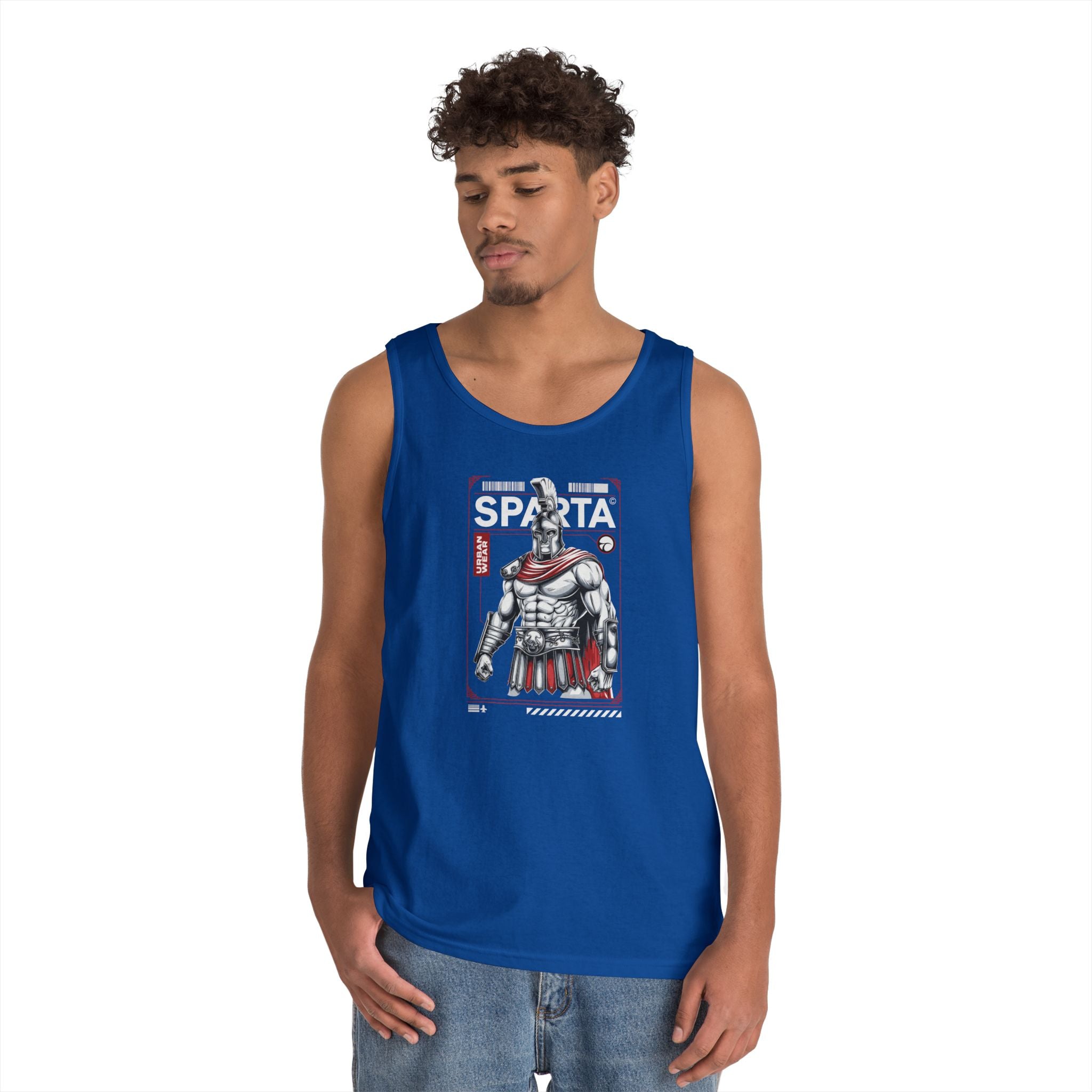 Sparta Warrior Unisex Heavy Cotton Tank Top - Bold Graphic Tee for Fitness & Casual Wear