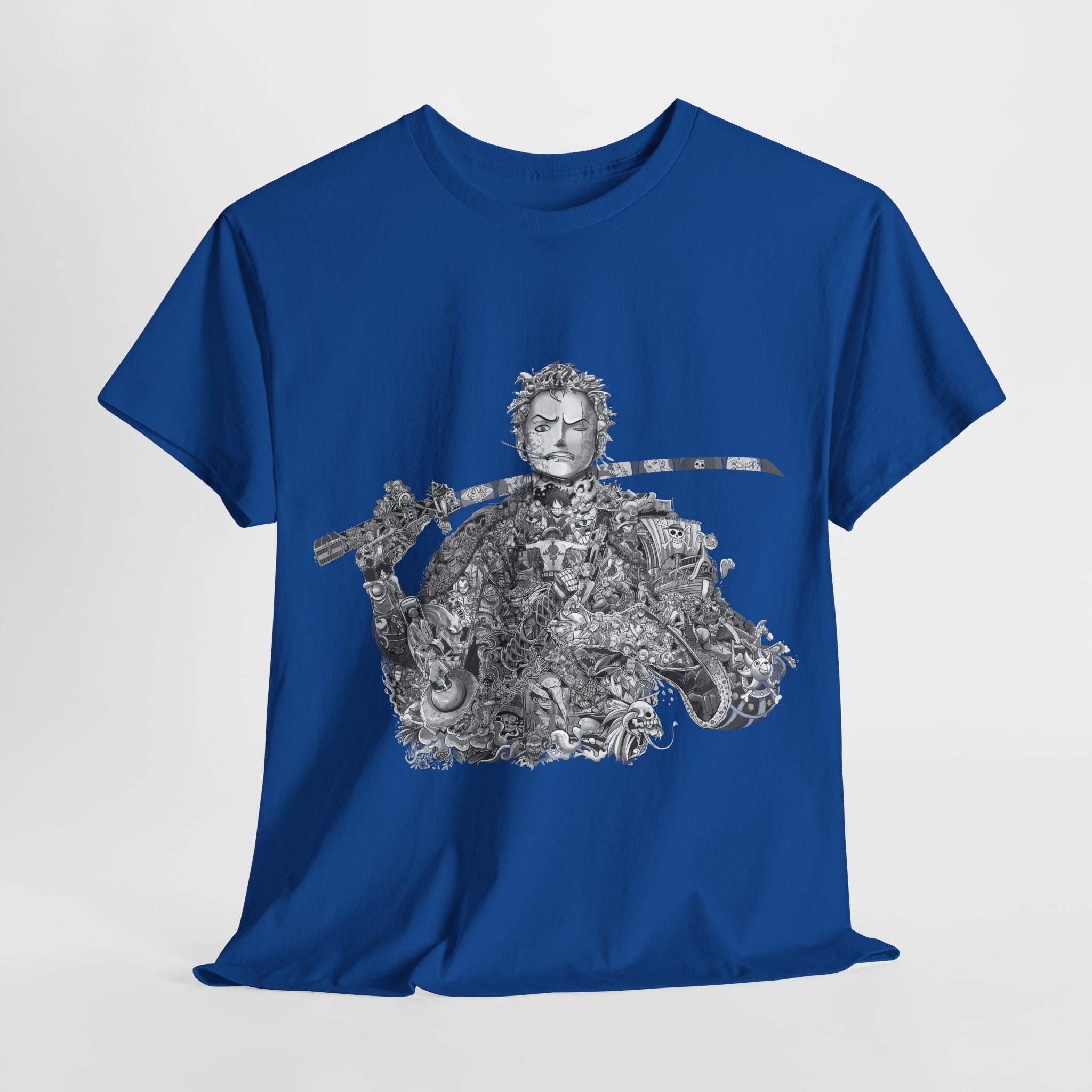 Unisex Heavy Cotton Tee - Artistic Samurai Design, Casual Streetwear for Anime Fans