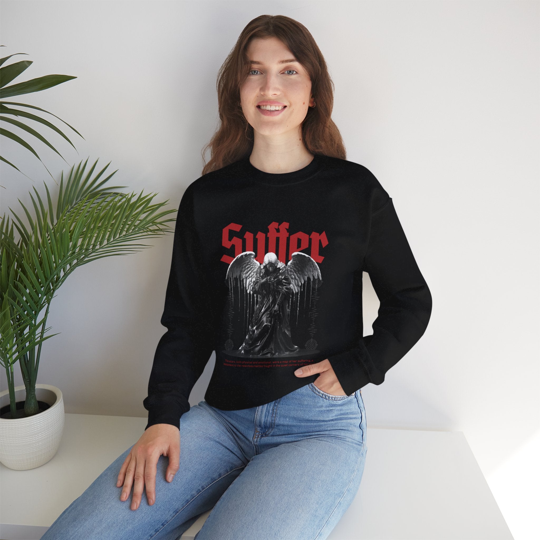 Suffer Unisex Heavy Blend Crewneck Sweatshirt - Bold Graphic Design for Gothic Style Lovers
