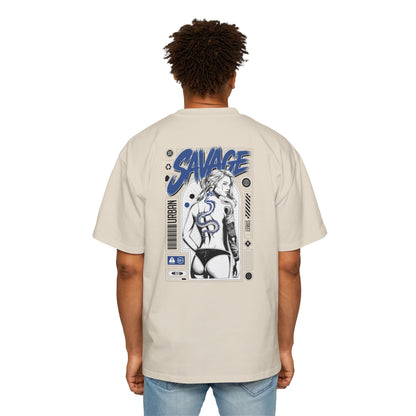 Heavy Oversized Tee with 'SAVAGE' Graphic - Streetwear Vibe