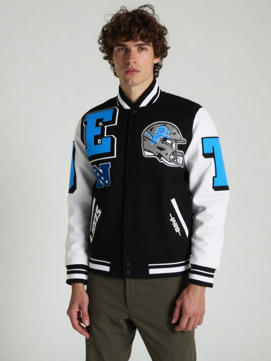 NFL Detroit Lions Mashup Men's Rib Wool Varsity Jacket