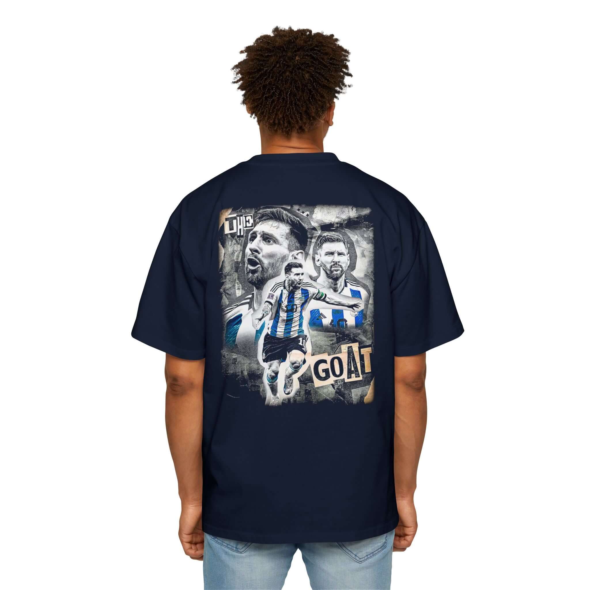 Men's Heavy Oversized Tee with GOAT Graphic, Casual Streetwear Shirt, Perfect for Sports Fans, Gift for Him, Cool Graphic Tee