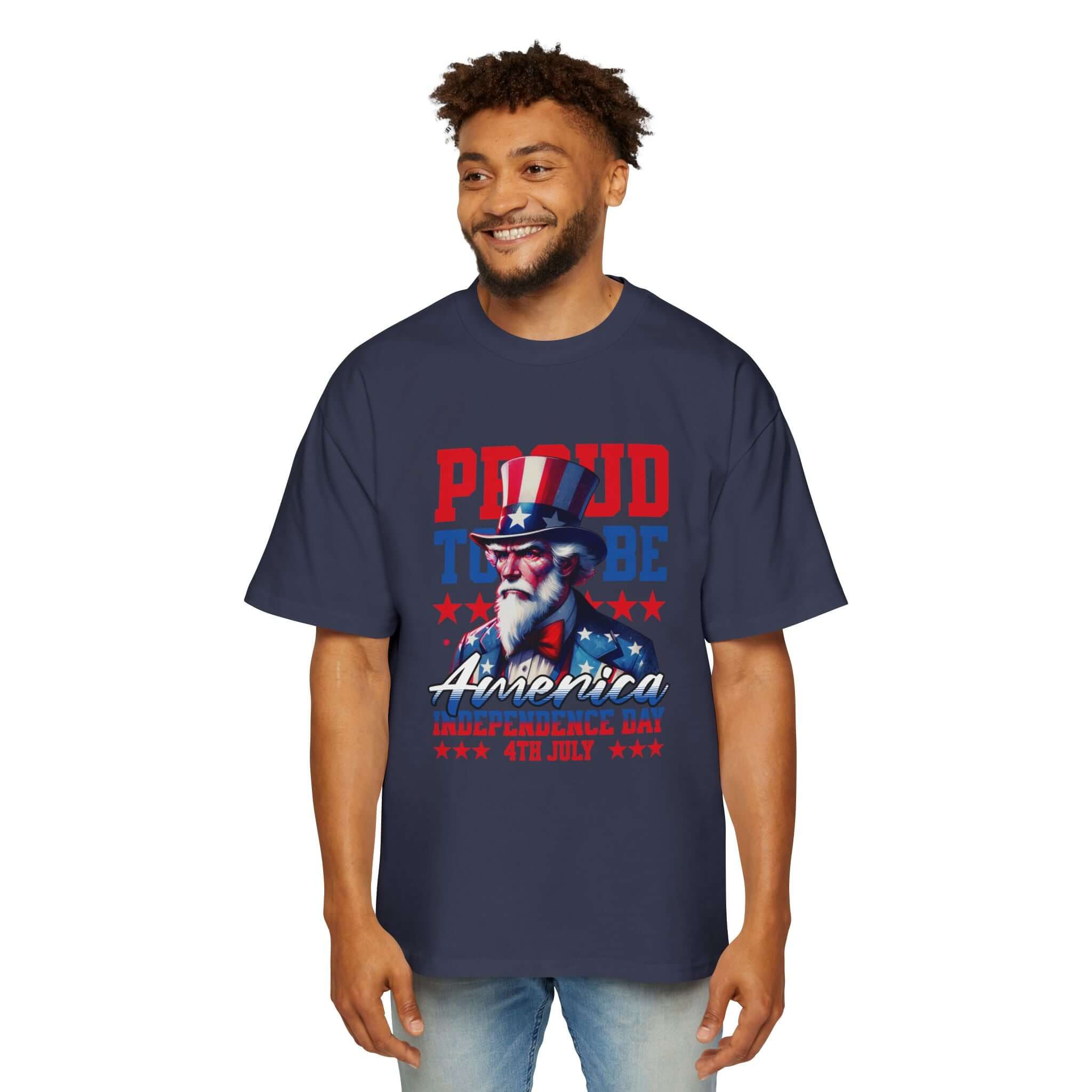 Proud to Be American Independence Day Tee, Patriotic T-Shirt, Men's Oversized Shirt, 4th of July Apparel, USA Pride Clothing