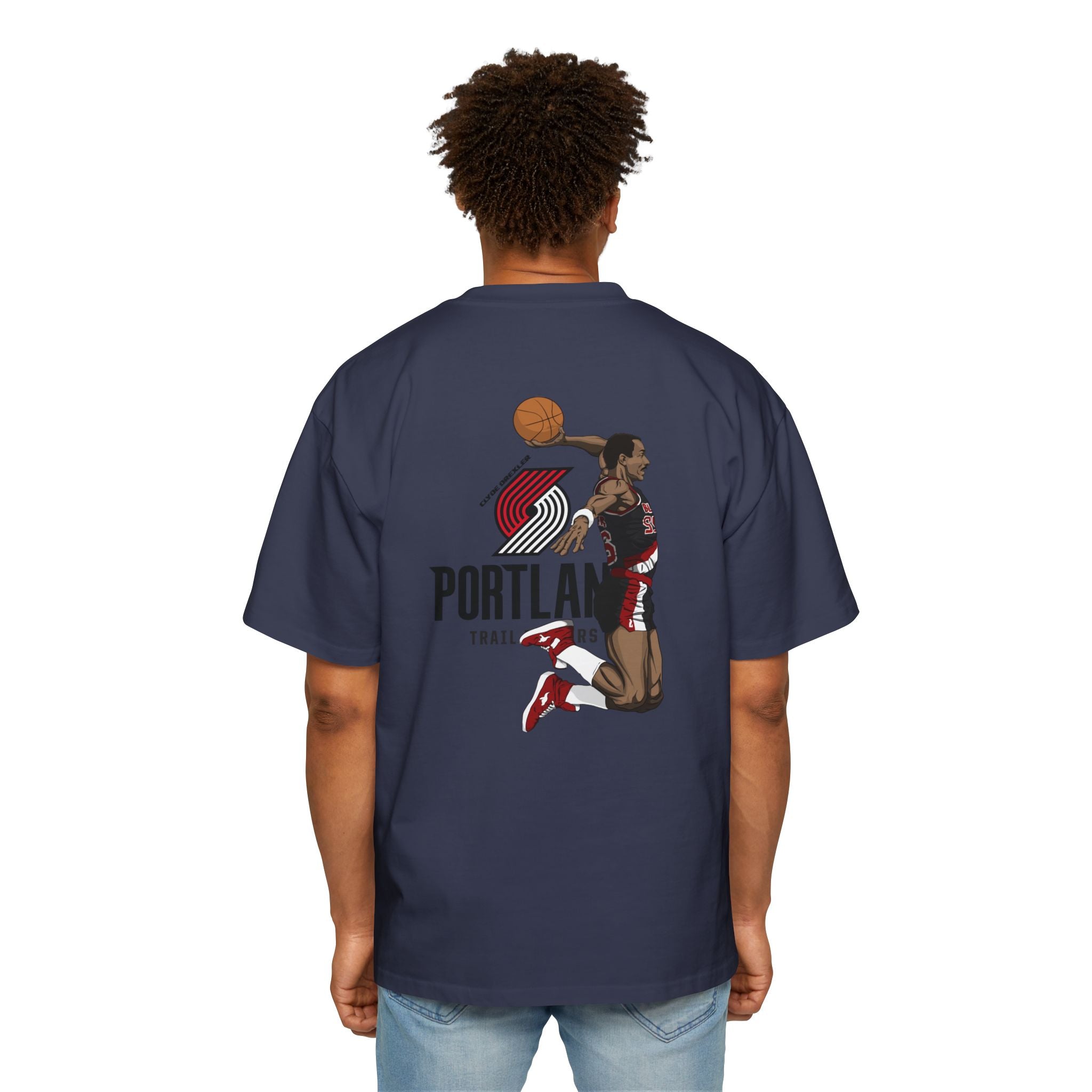 Clyde Drexler Basketball Vintage Style Oversized Tee