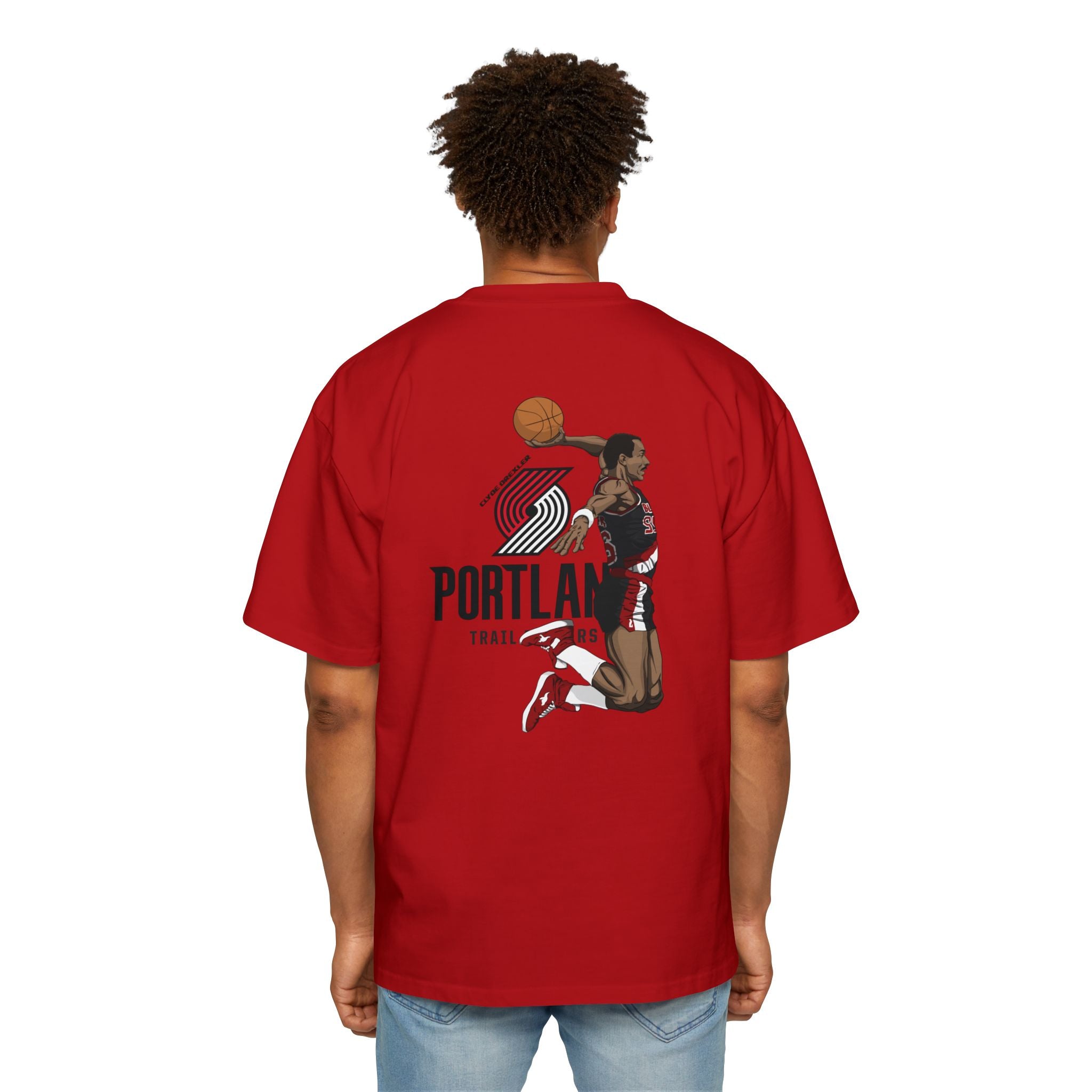 Clyde Drexler Basketball Vintage Style Oversized Tee