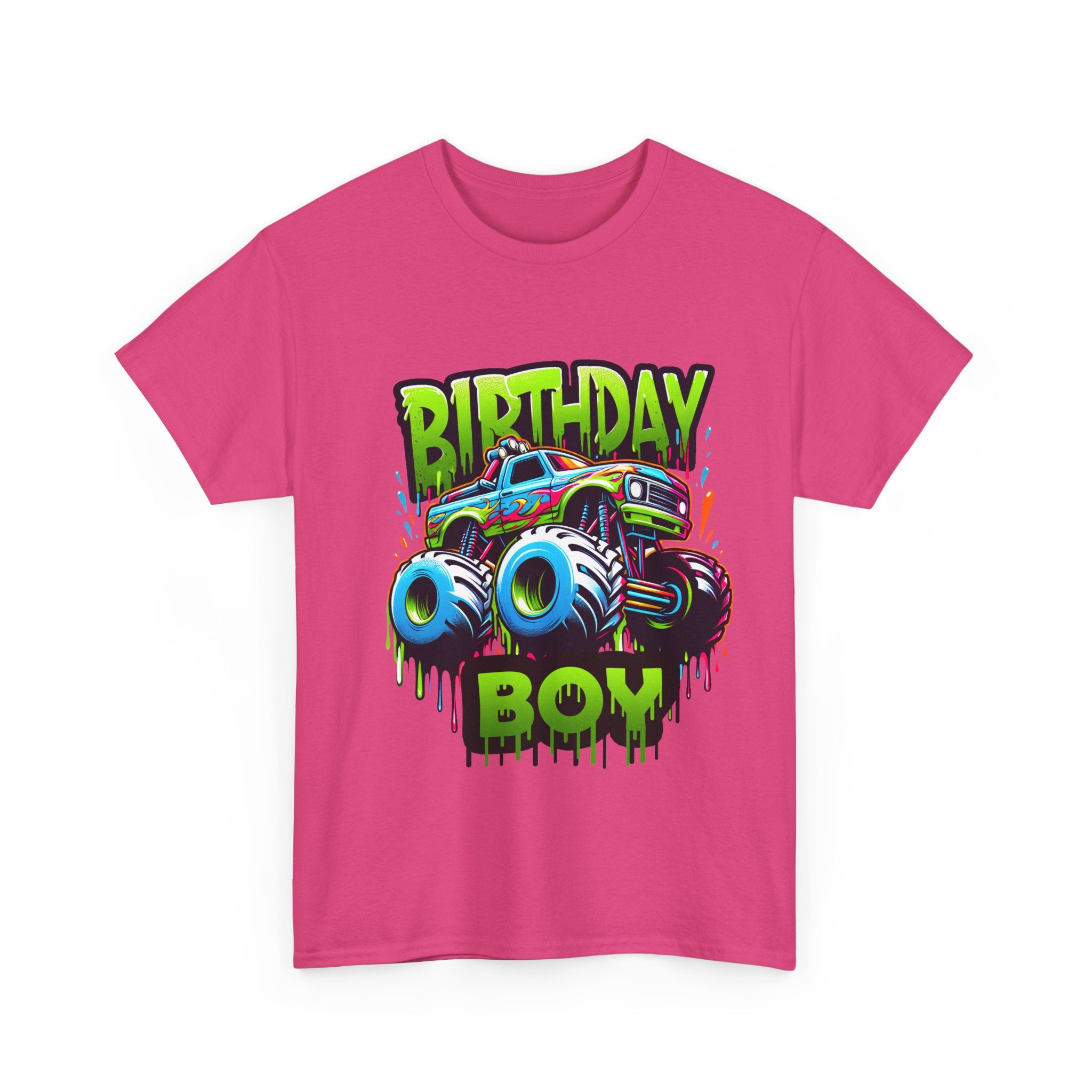 Birthday Boy Monster Truck Unisex Heavy Cotton Tee