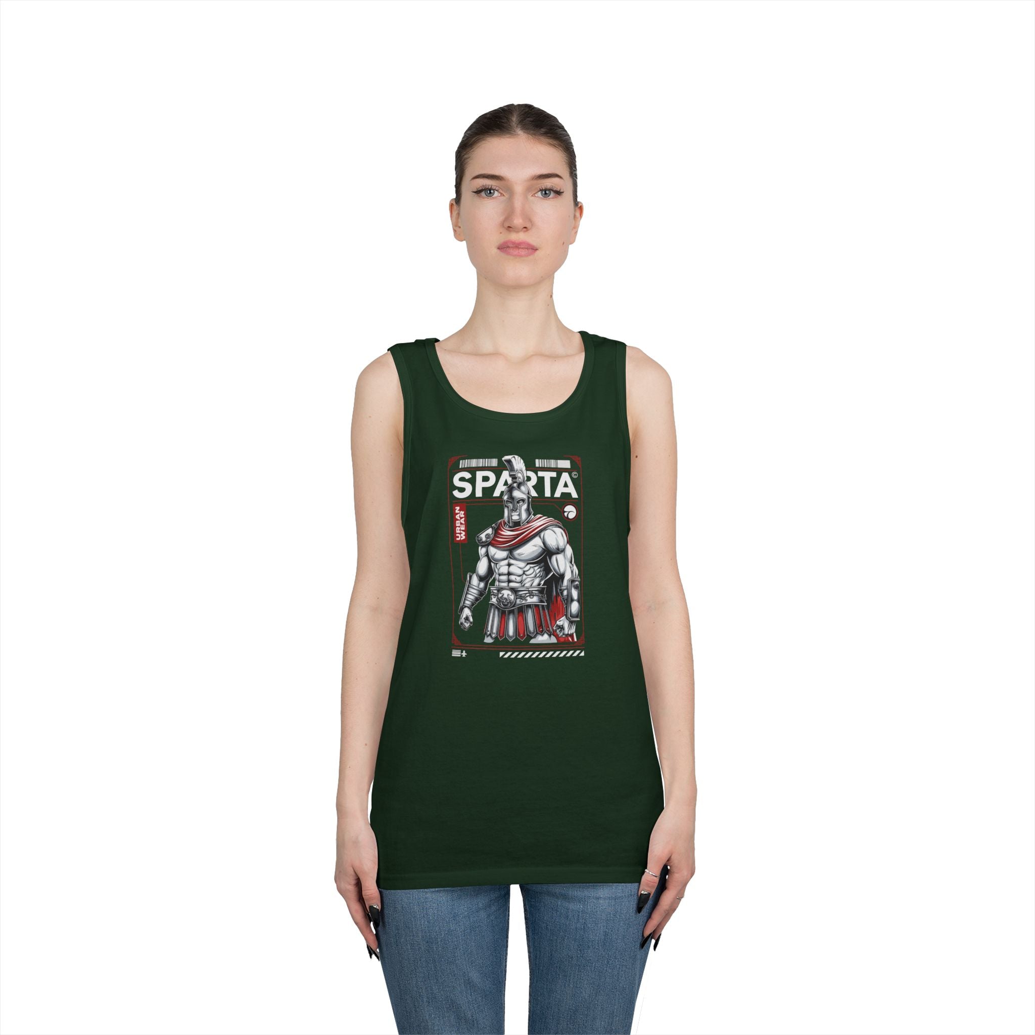 Sparta Warrior Unisex Heavy Cotton Tank Top - Bold Graphic Tee for Fitness & Casual Wear
