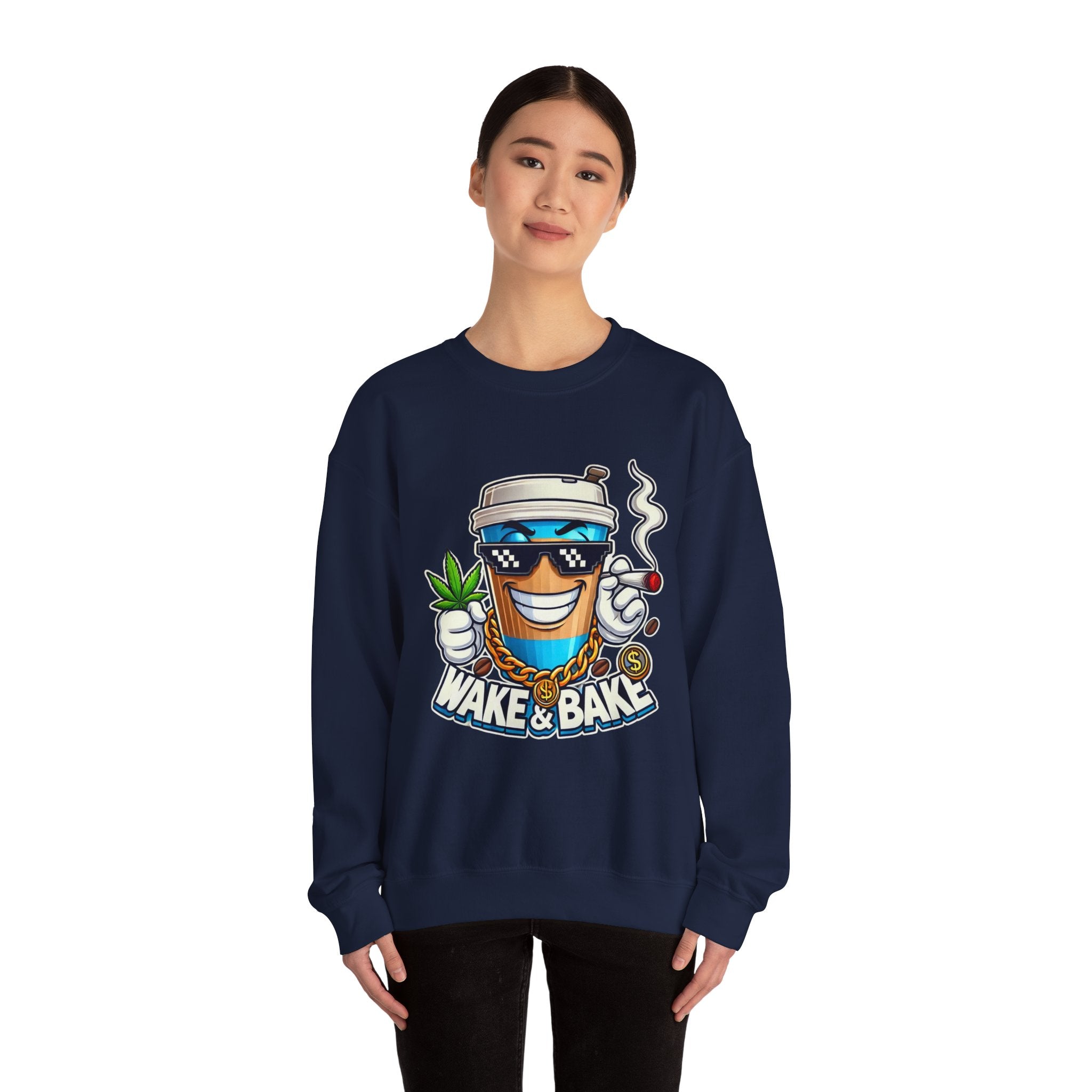 Wake & Bake Unisex Heavy Blend™ Crewneck Sweatshirt - Perfect for Cozy Days & Cannabis Enthusiasts