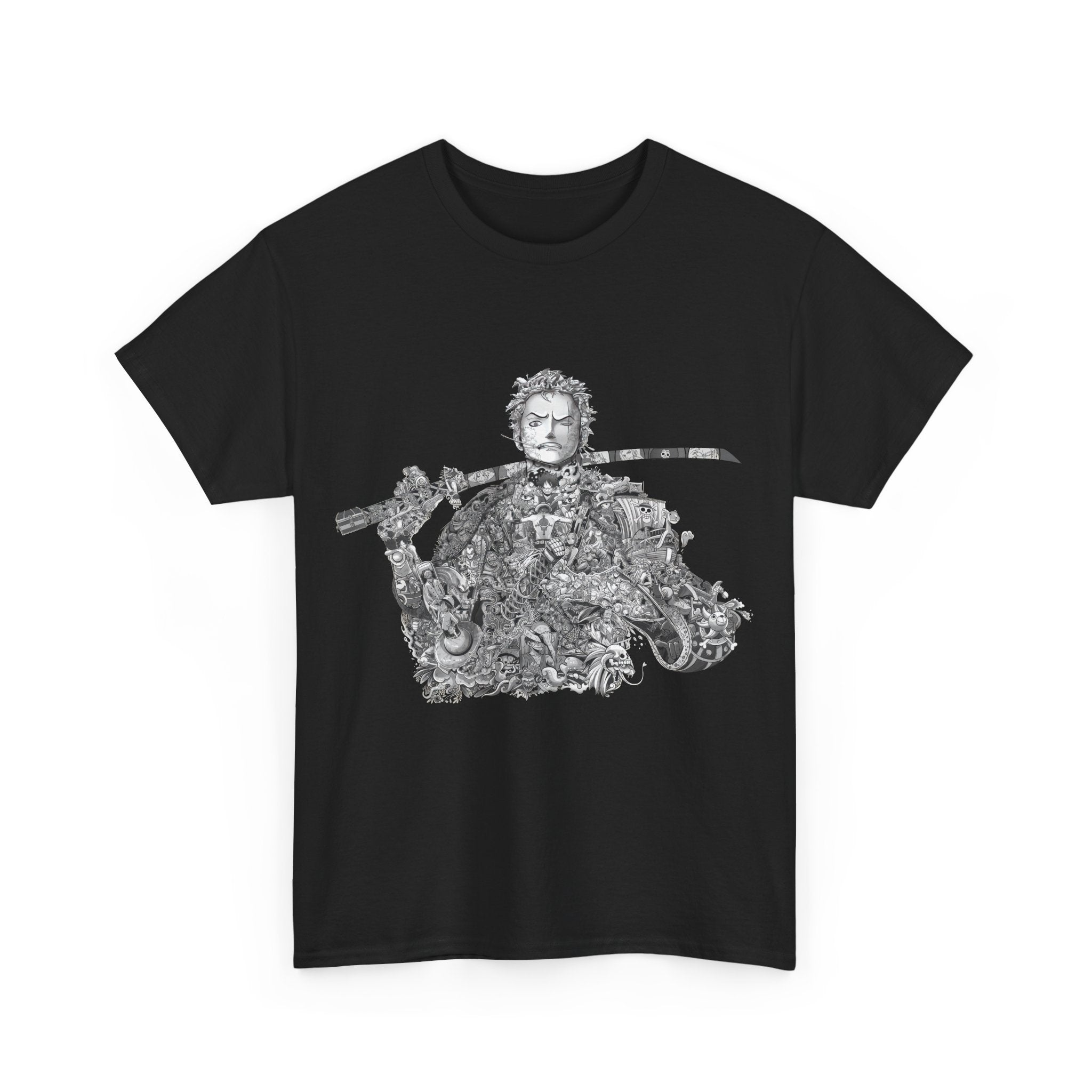 Unisex Heavy Cotton Tee - Artistic Samurai Design, Casual Streetwear for Anime Fans