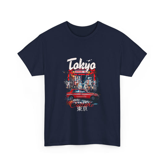 Tokyo Vintage Car Unisex Heavy Cotton Tee - Retro Graphic T-Shirt