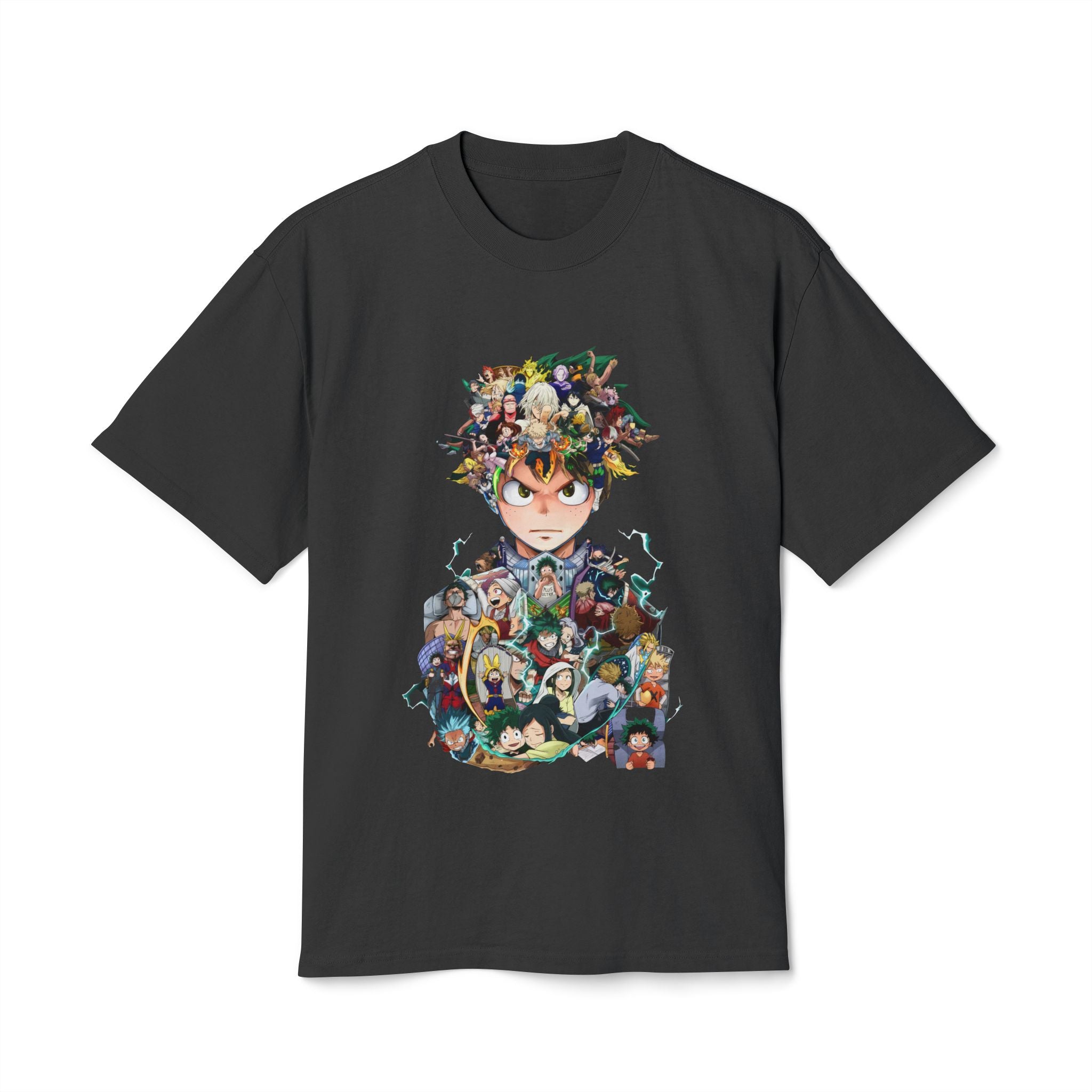Unisex Heavy Faded Tee - Vibrant Anime Character Collage