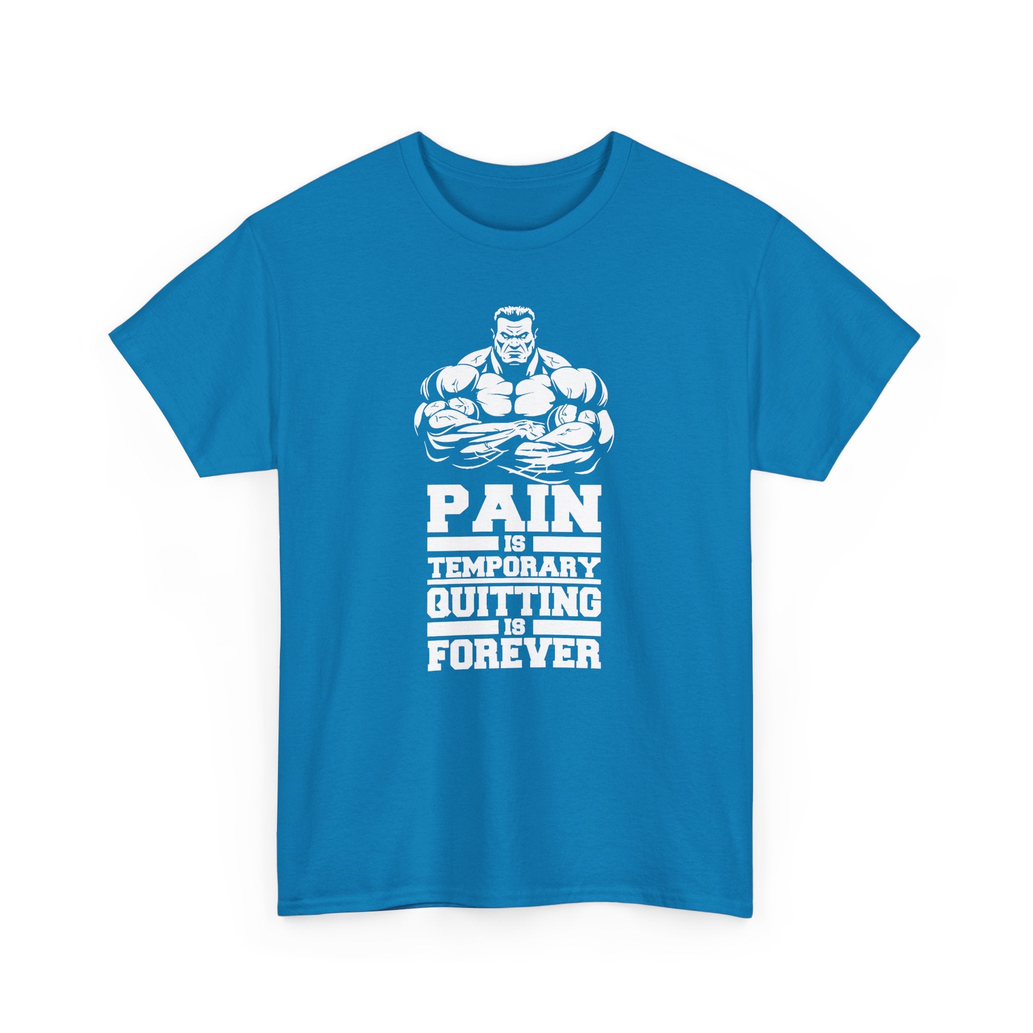 Motivational Unisex Heavy Cotton Tee - 'Pain is Temporary, Quitting is Forever'