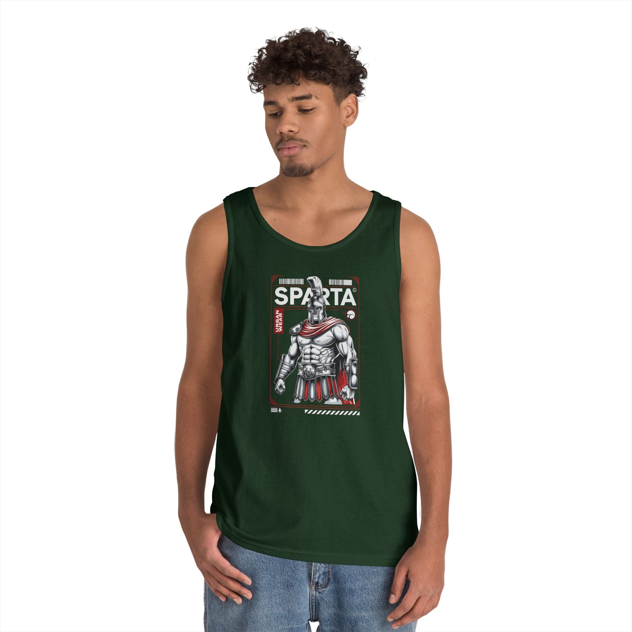 Sparta Warrior Unisex Heavy Cotton Tank Top - Bold Graphic Tee for Fitness & Casual Wear