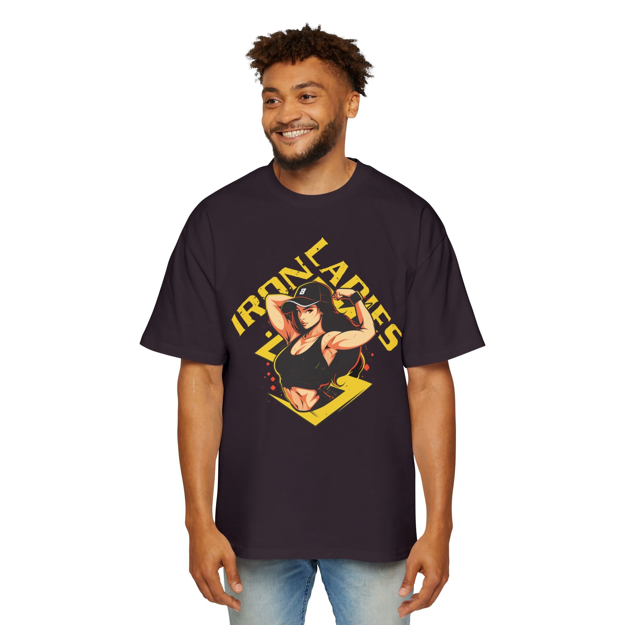 Iron Ladies Oversized Tee - Empowering Graphic Shirt for Fitness Enthusiasts