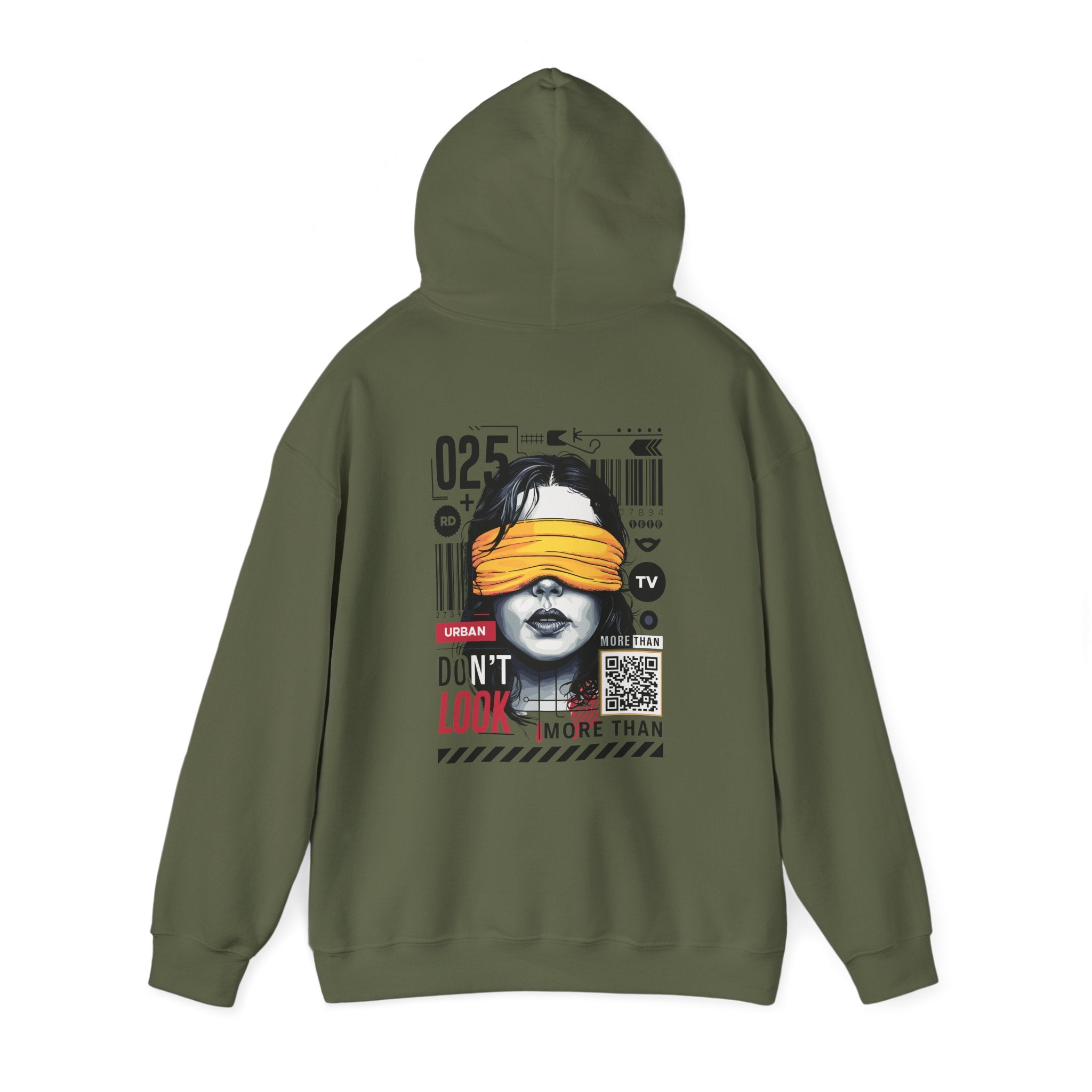 Unisex Heavy Blend Hooded Sweatshirt - Bold Vintage Graphic 'Don't Look' Design