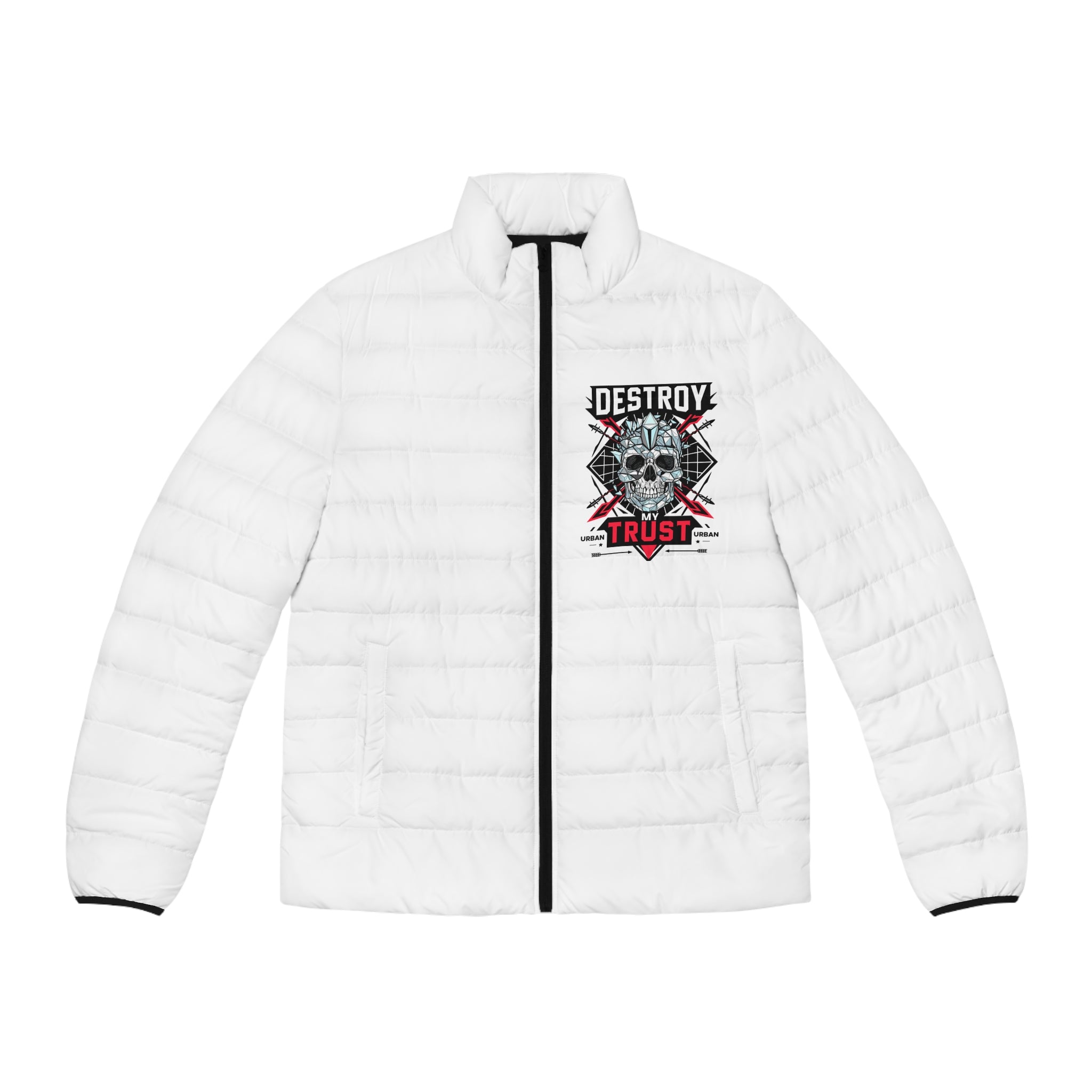 Men's Puffer Jacket - Urban Skull Design - Trust Your Style