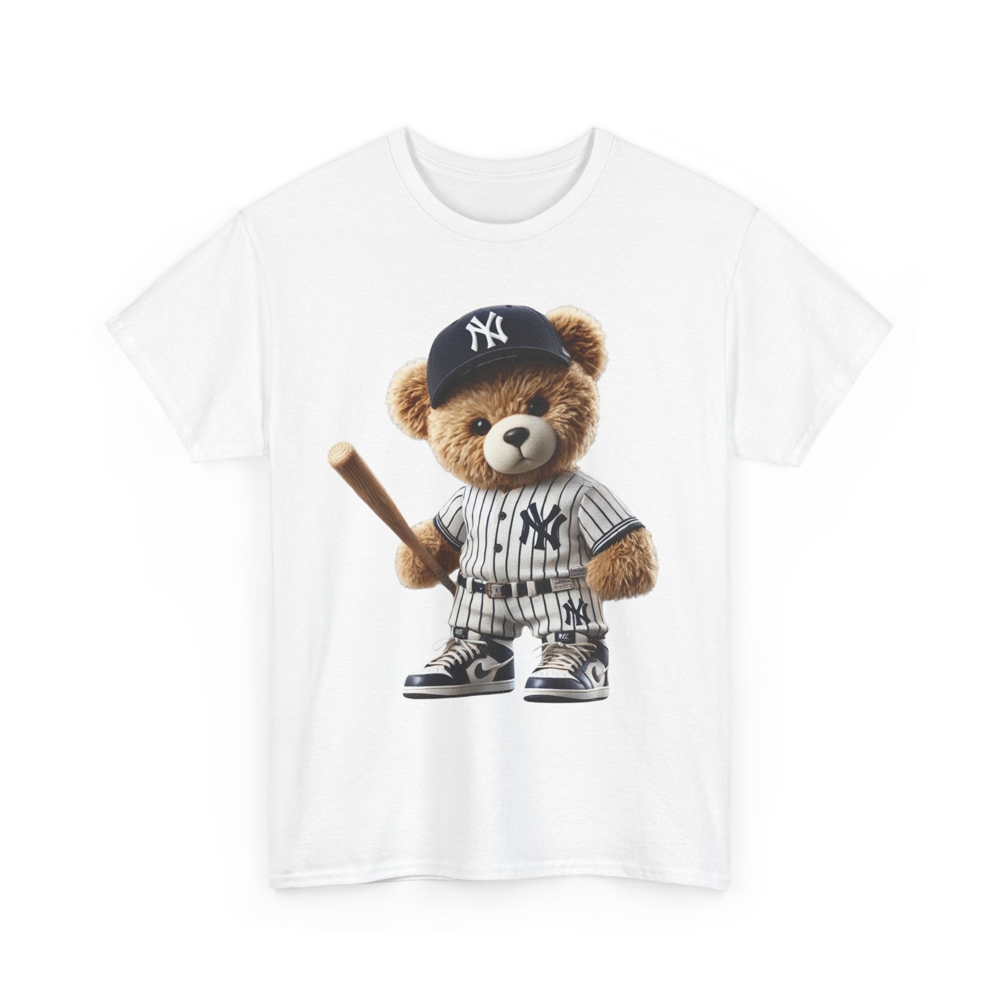 NY Baseball Teddy Bear Unisex Heavy Cotton Tee