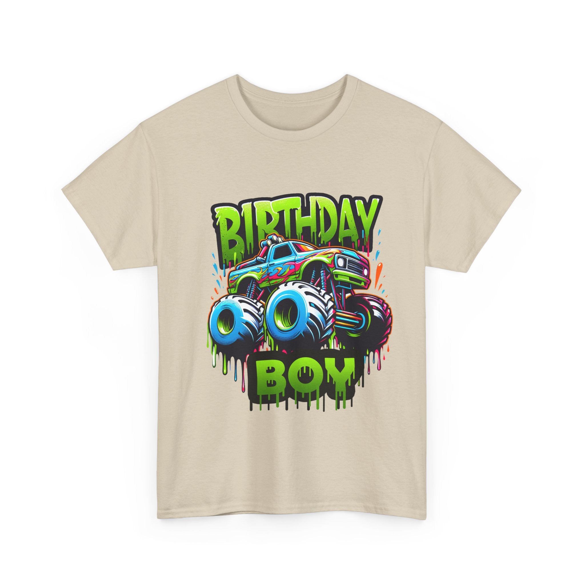 Birthday Boy Monster Truck Unisex Heavy Cotton Tee