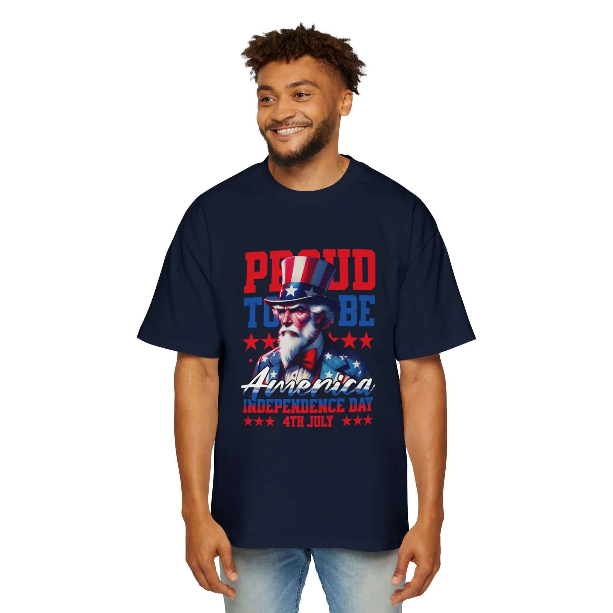 Proud to Be American Independence Day Tee, Patriotic T-Shirt, Men's Oversized Shirt, 4th of July Apparel, USA Pride Clothing