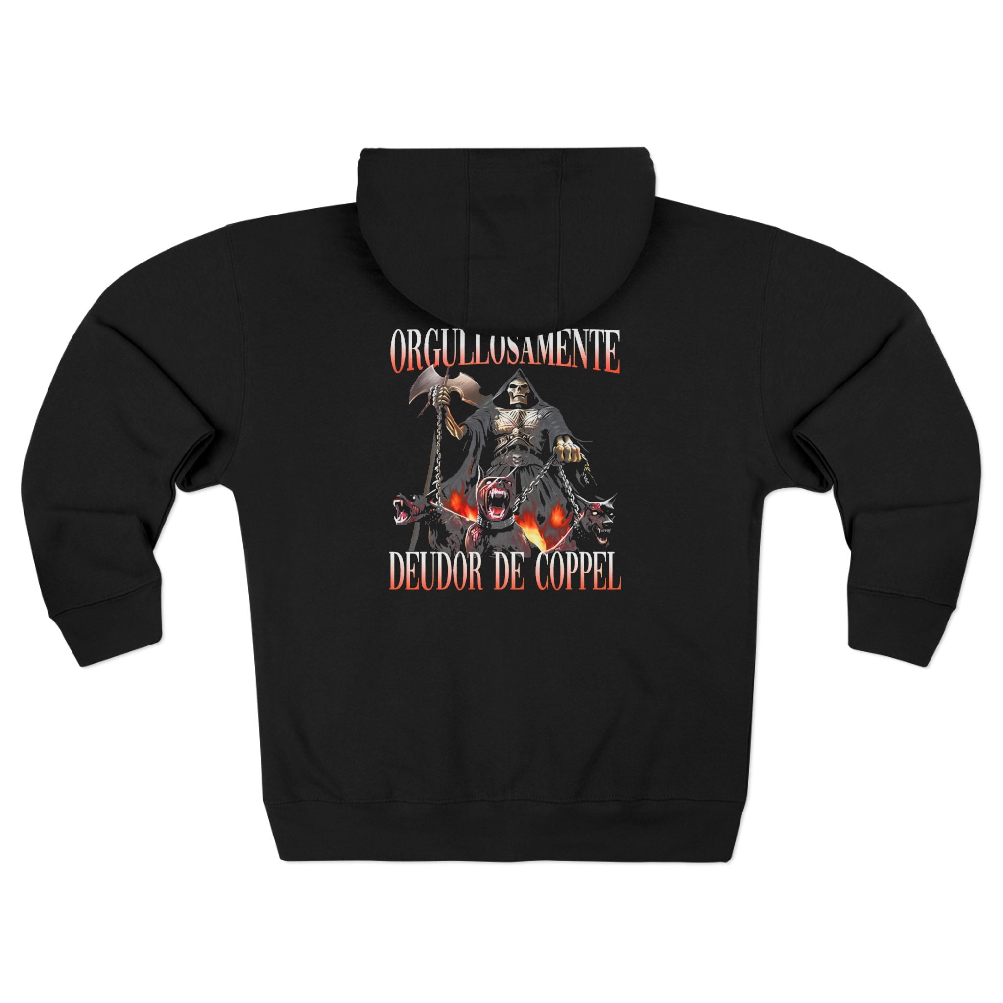 Unisex Gothic Zip Hoodie - "Orgullosamente Deudor De Coppel" Design
