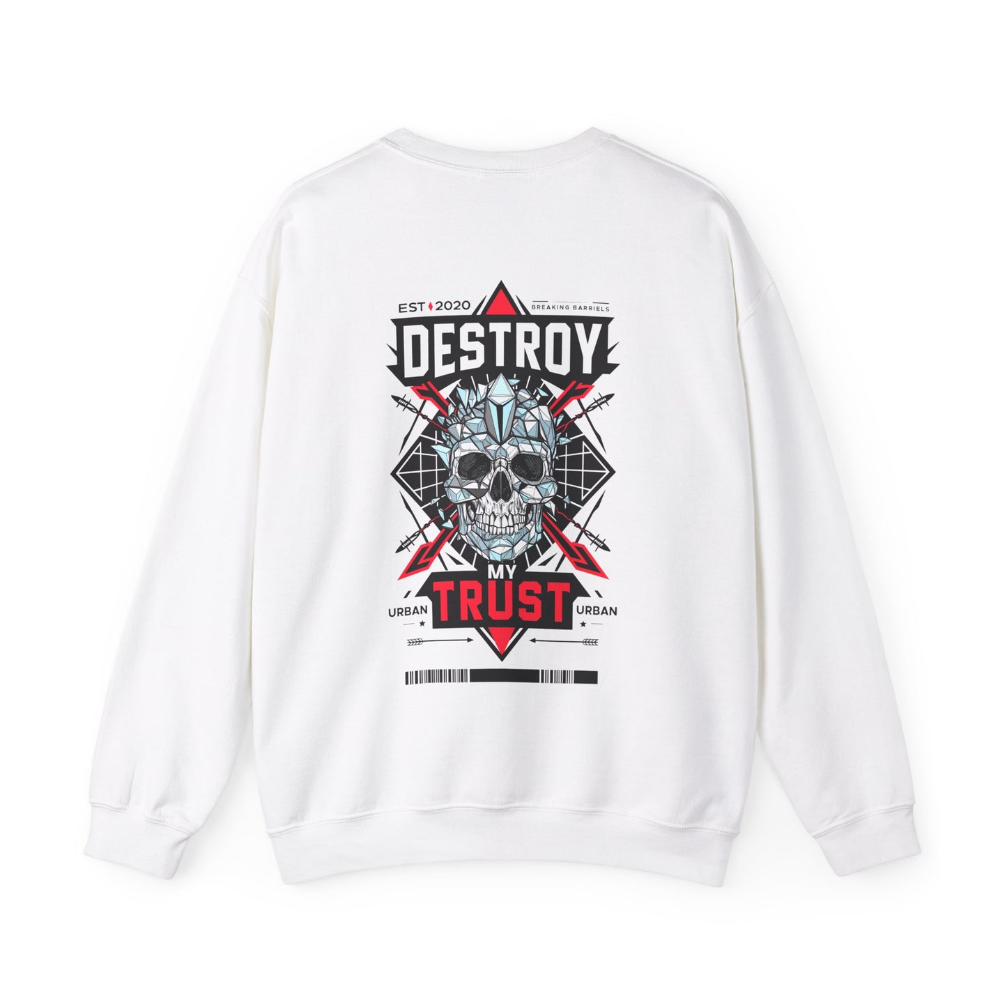 Skull Art Crewneck Sweatshirt – Destroy My Trust Design | Unisex Heavy Blend™