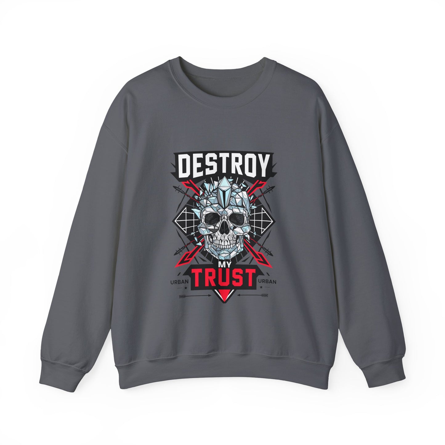 Skull Art Crewneck Sweatshirt – Destroy My Trust Design | Unisex Heavy Blend™
