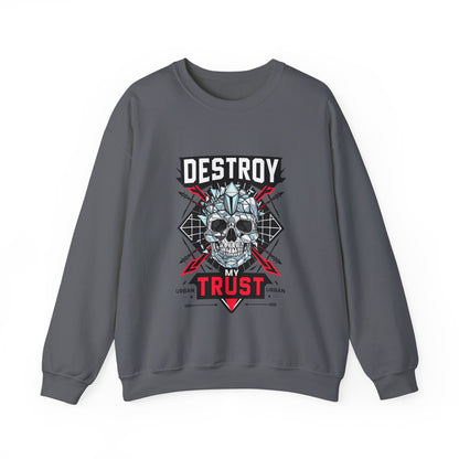 Skull Art Crewneck Sweatshirt – Destroy My Trust Design | Unisex Heavy Blend™