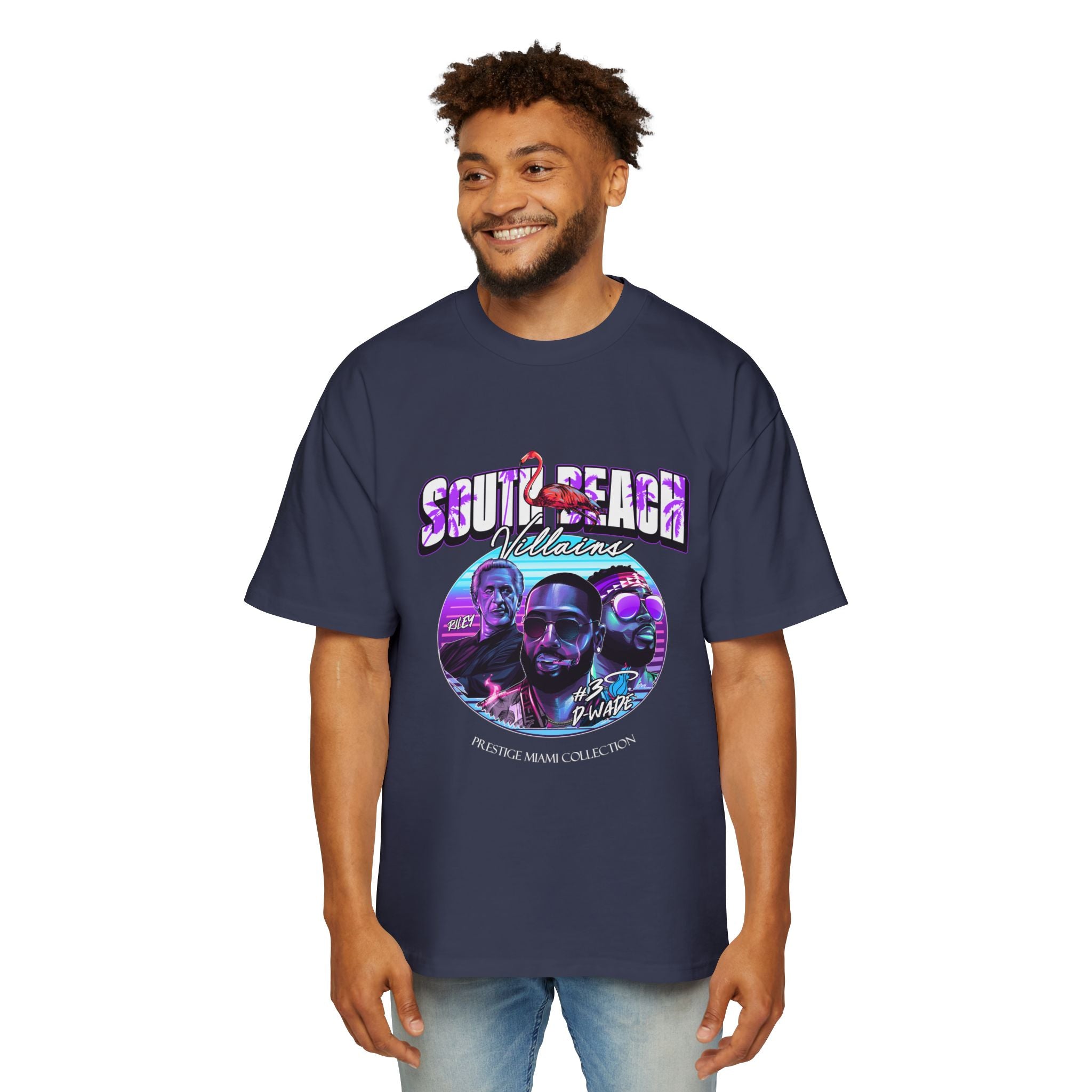 South Beach Vibes Heavy Oversized Tee - Retro Graphic T-Shirt