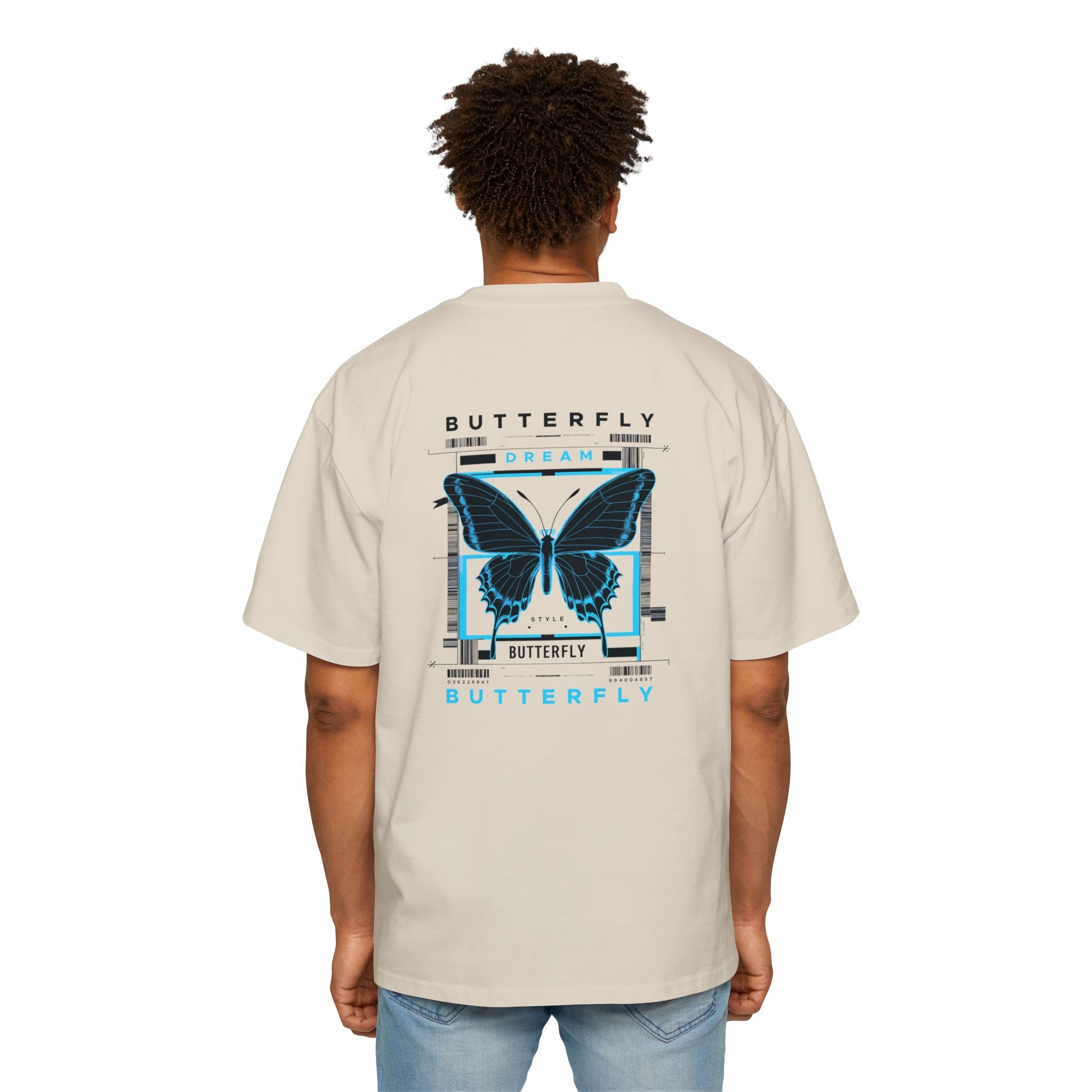 Dream Butterfly Heavy Oversized Tee - Artistic Graphic T-Shirt for Nature Lovers