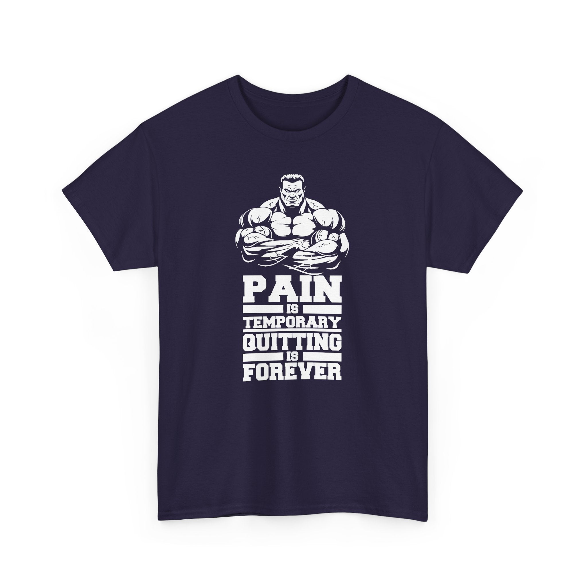 Motivational Unisex Heavy Cotton Tee - 'Pain is Temporary, Quitting is Forever'