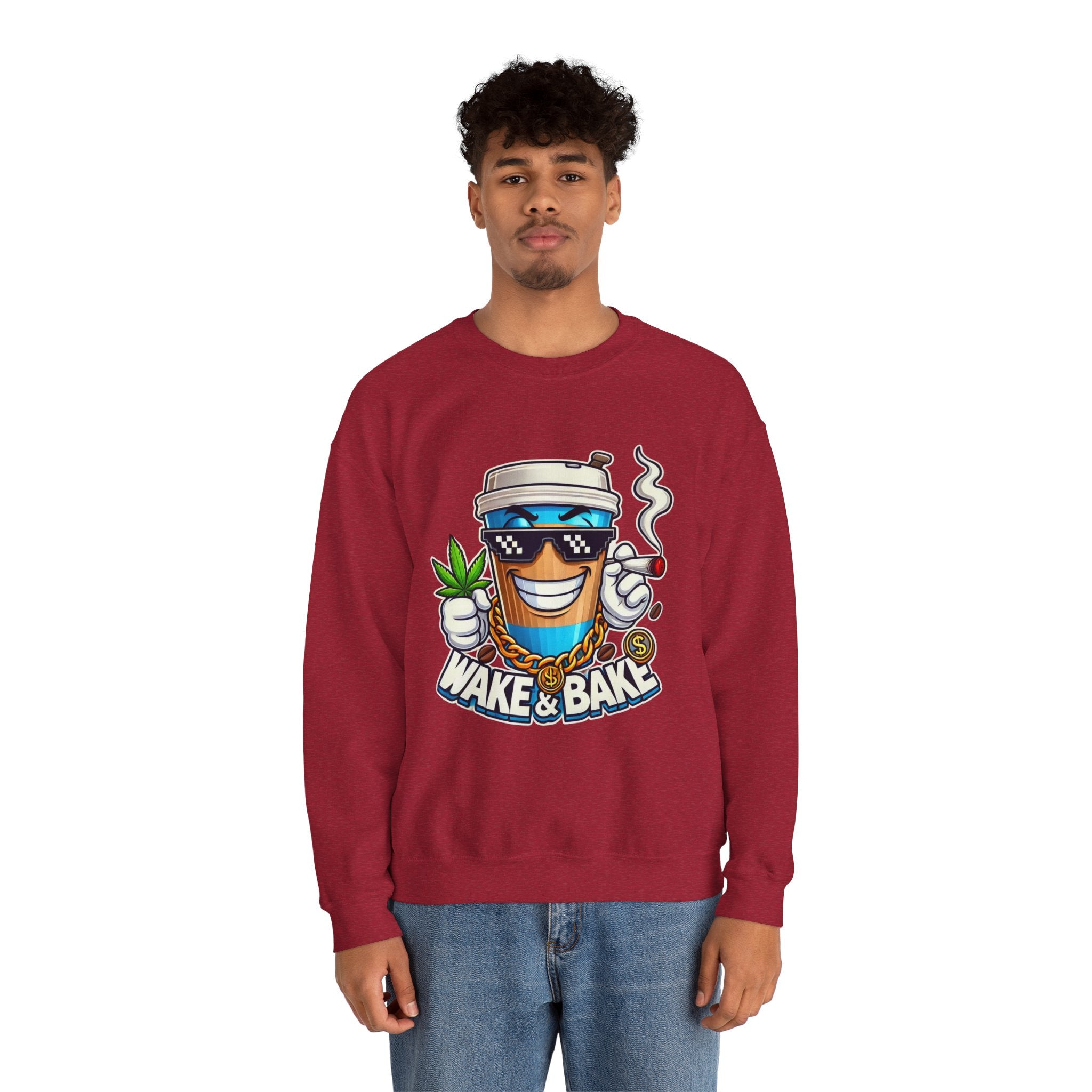 Wake & Bake Unisex Heavy Blend™ Crewneck Sweatshirt - Perfect for Cozy Days & Cannabis Enthusiasts