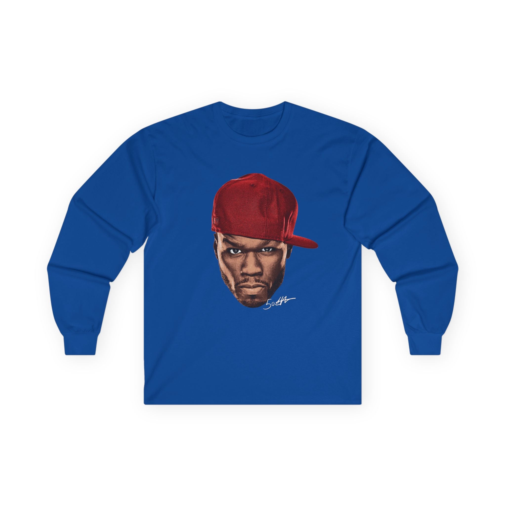Unisex Long Sleeve Tee with 50 Cent Bold Graphic Design - Perfect for Streetwear Lovers