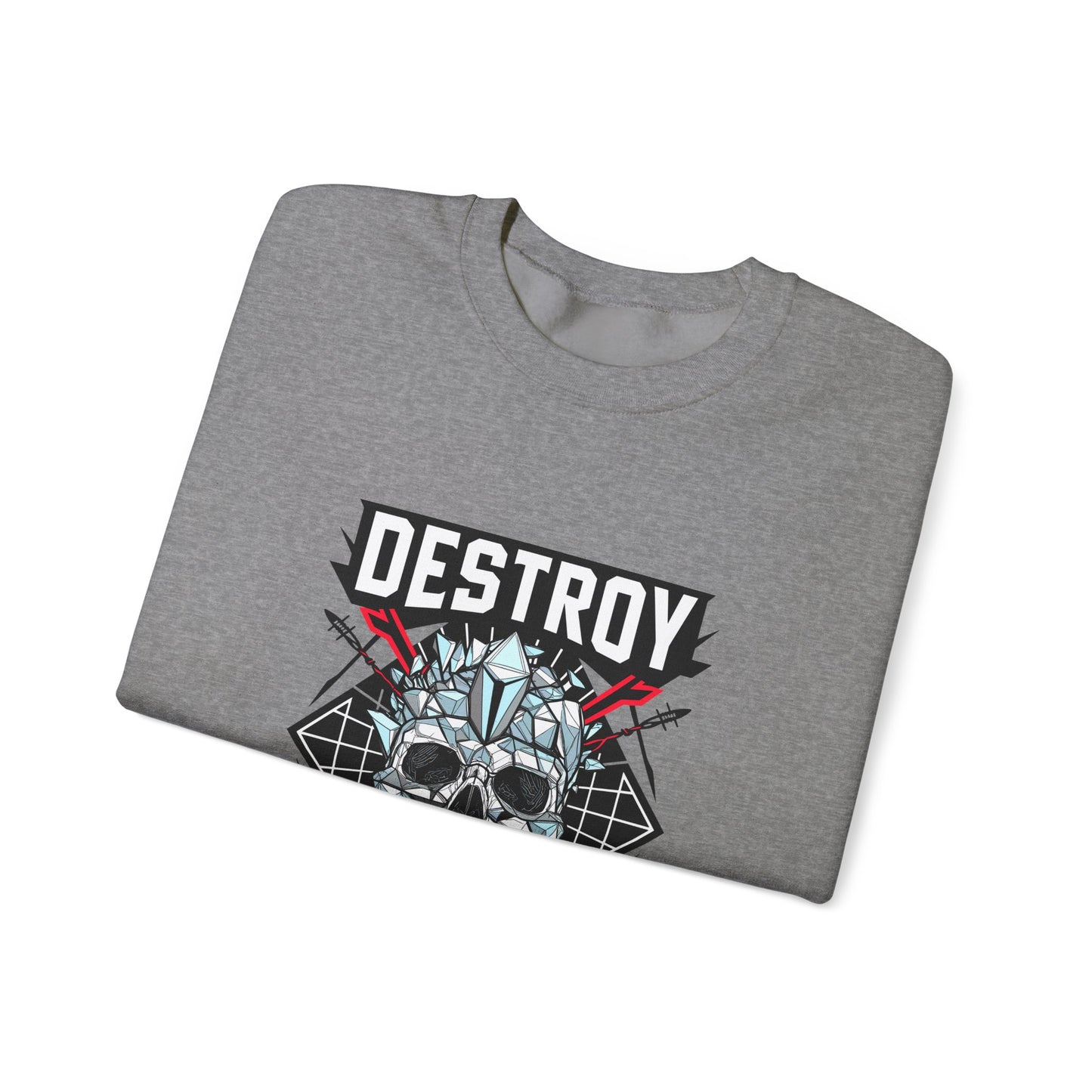 Skull Art Crewneck Sweatshirt – Destroy My Trust Design | Unisex Heavy Blend™