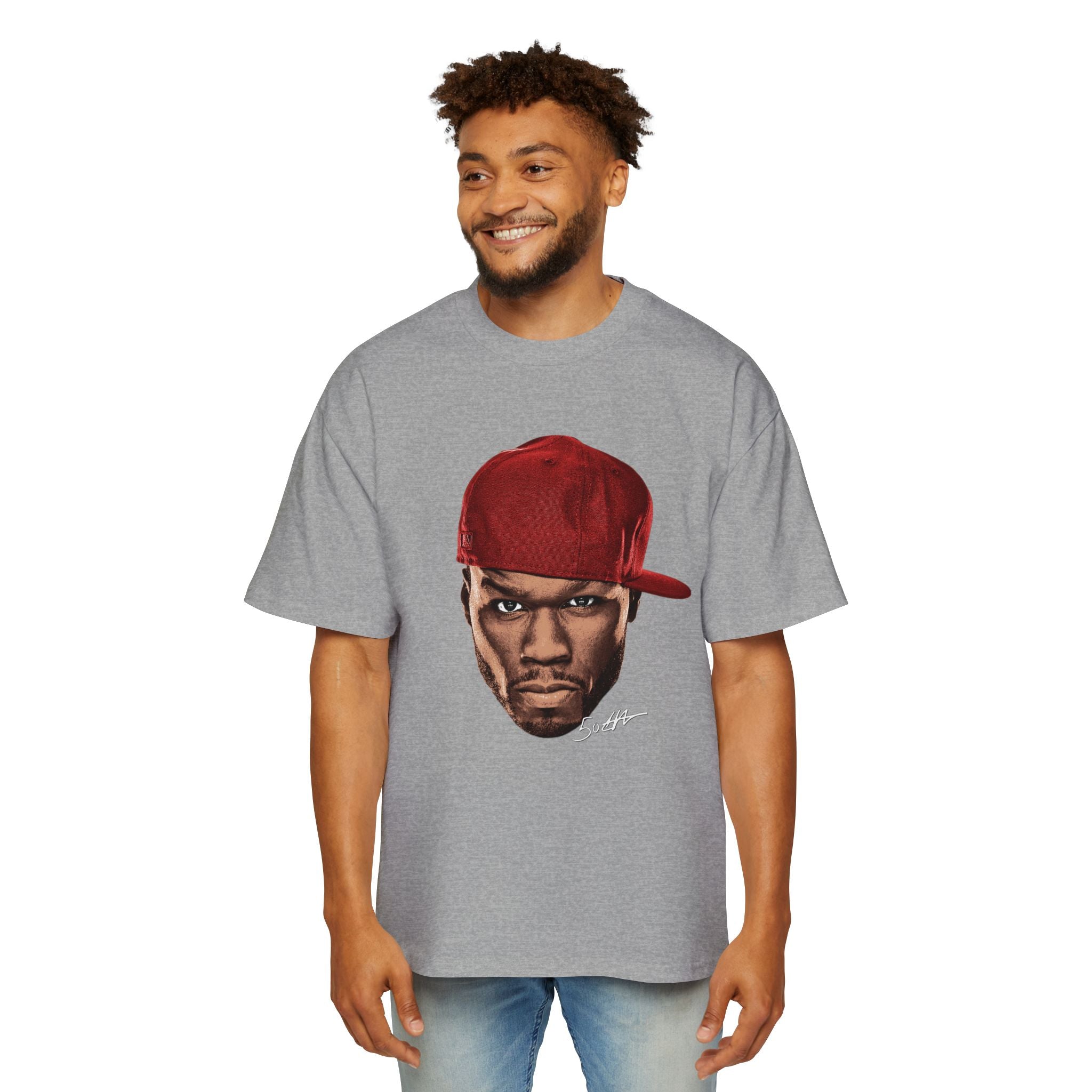 Heavy Oversized Tee - Bold Red Graphic Style