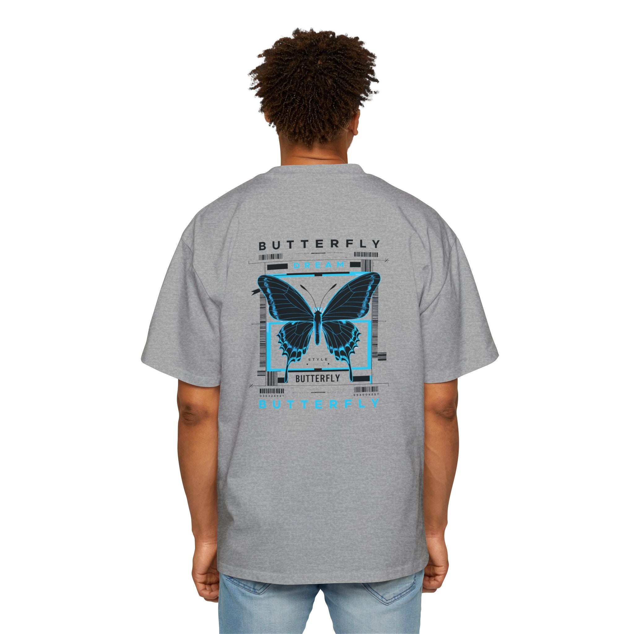 Dream Butterfly Heavy Oversized Tee - Artistic Graphic T-Shirt for Nature Lovers