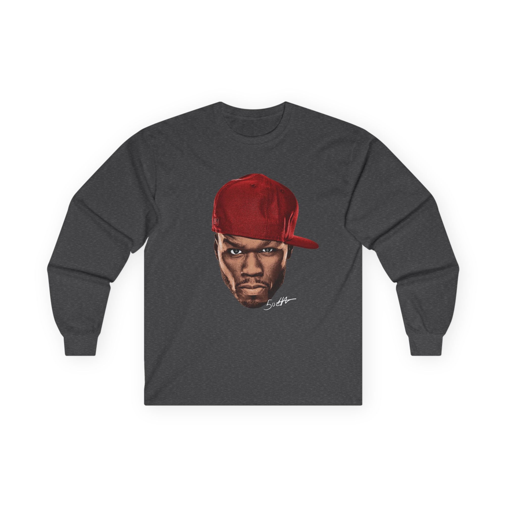 Unisex Long Sleeve Tee with 50 Cent Bold Graphic Design - Perfect for Streetwear Lovers