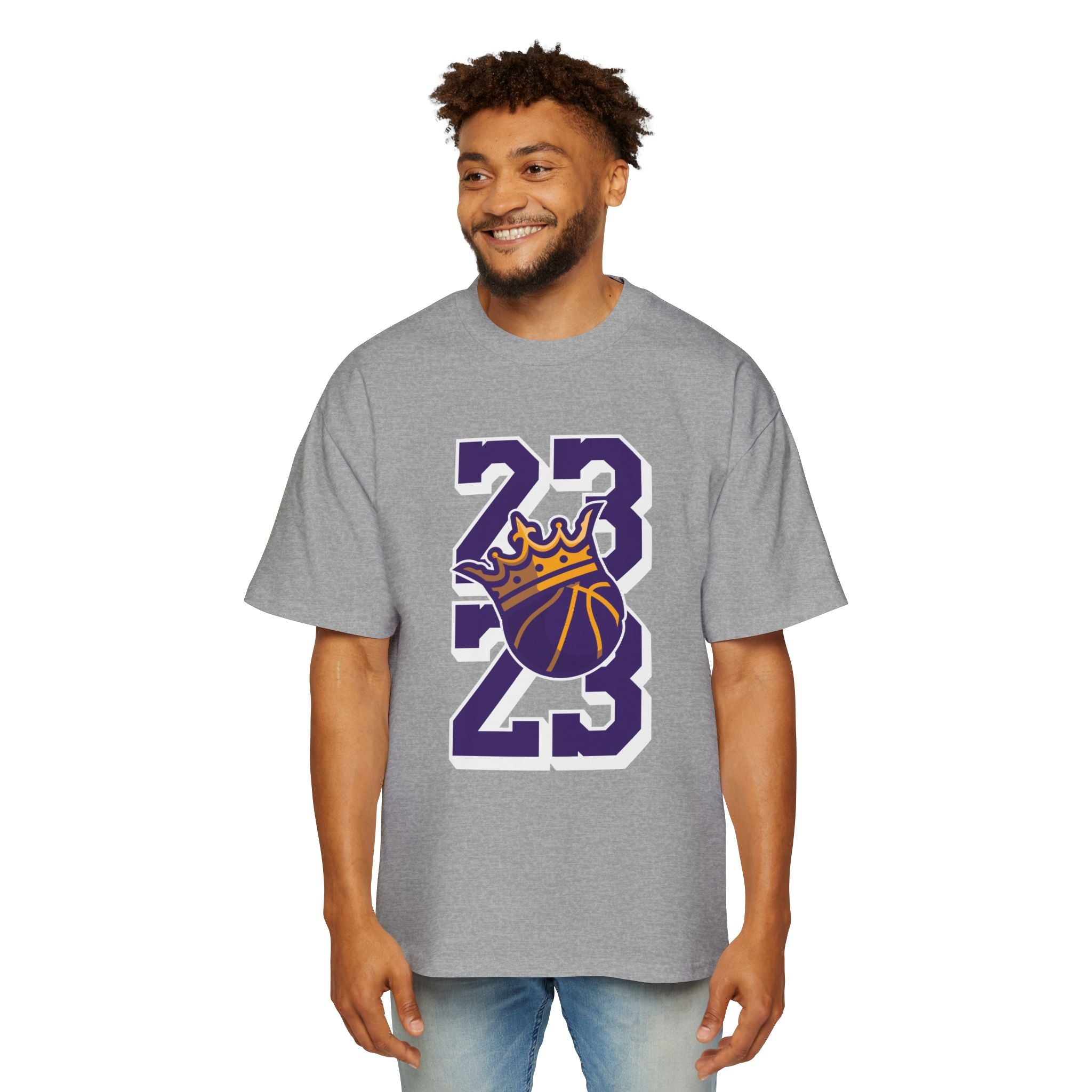 Oversized Graphic Tee - Basketball Crown Design - Perfect for Sports Fans