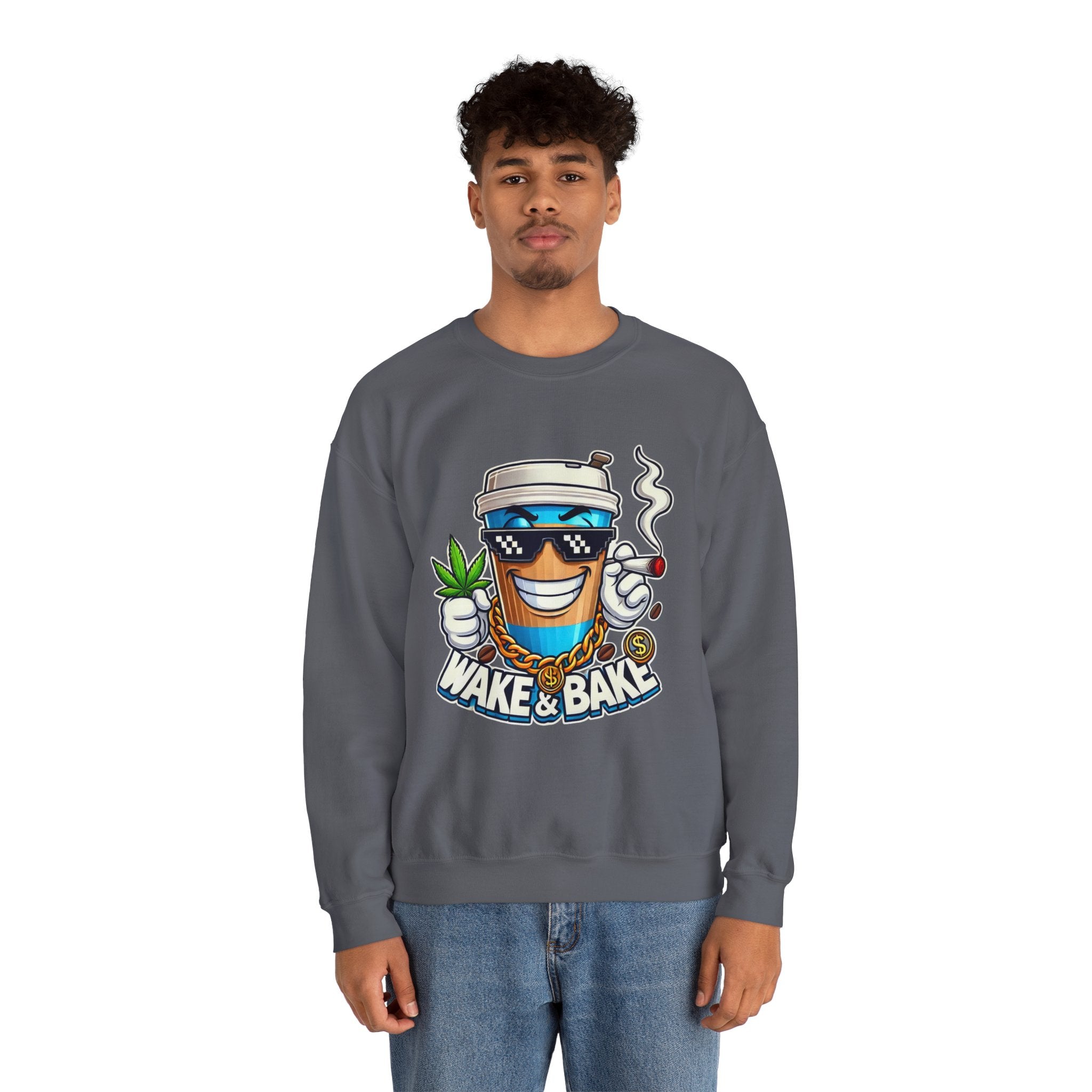 Wake & Bake Unisex Heavy Blend™ Crewneck Sweatshirt - Perfect for Cozy Days & Cannabis Enthusiasts