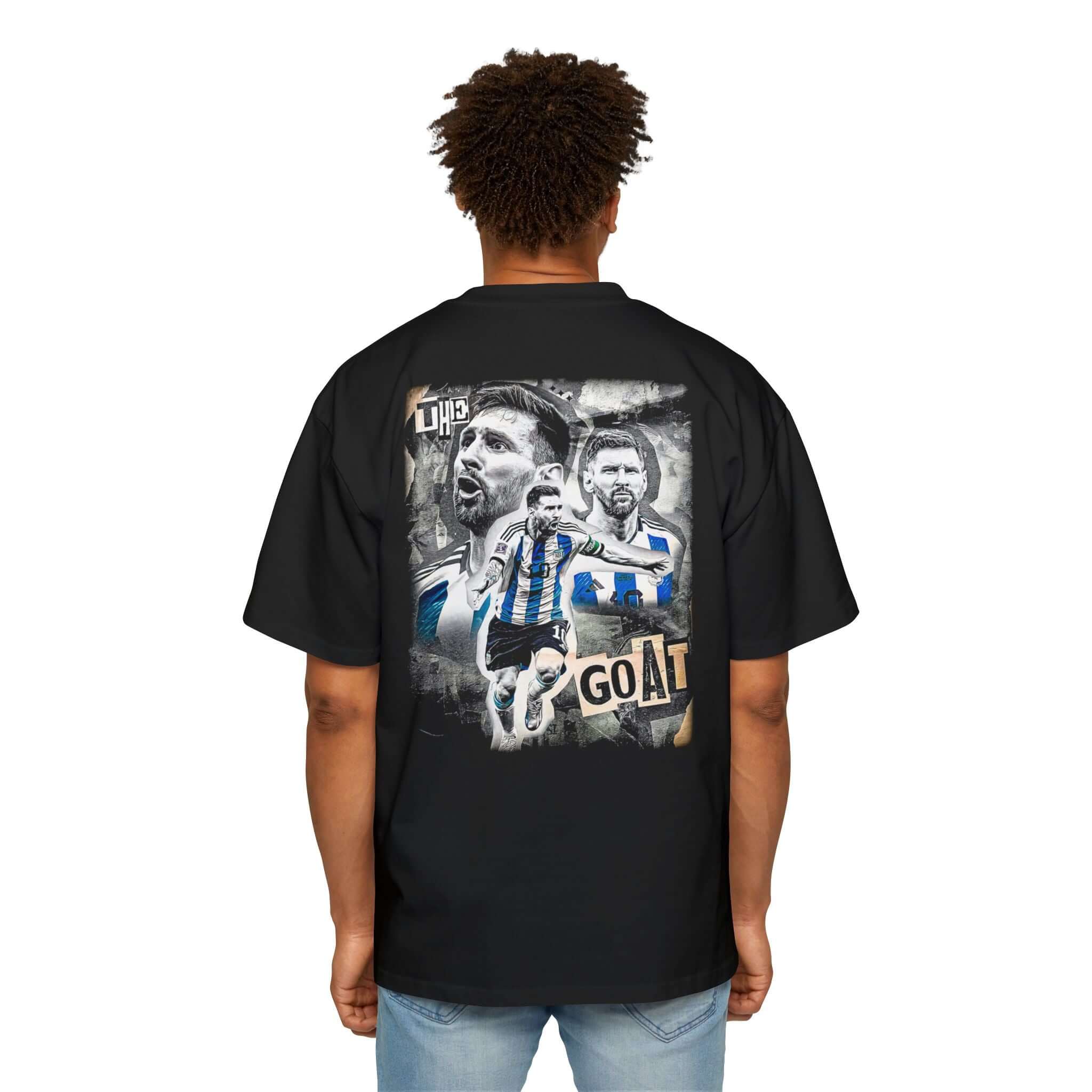 Men's Heavy Oversized Tee with GOAT Graphic, Casual Streetwear Shirt, Perfect for Sports Fans, Gift for Him, Cool Graphic Tee