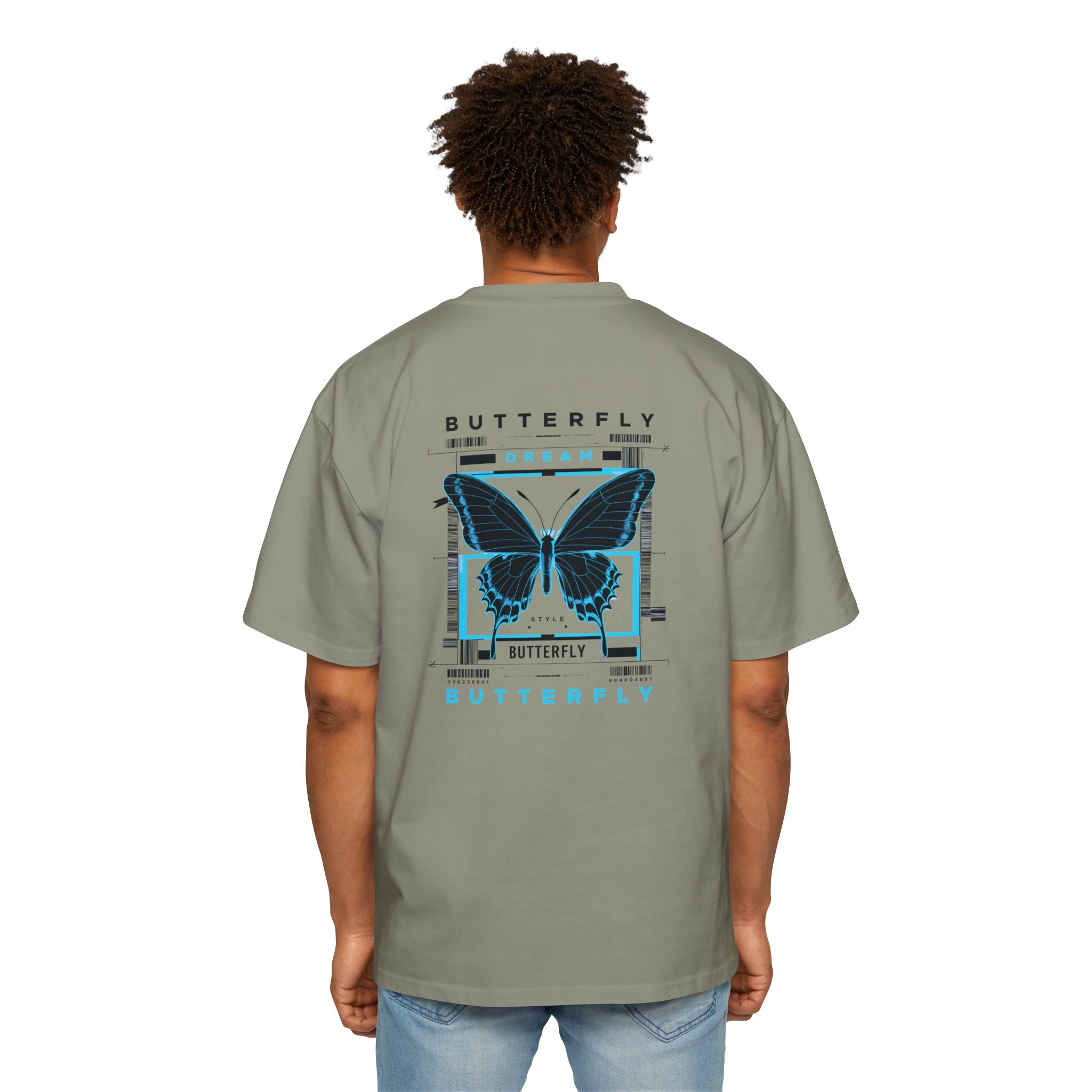 Dream Butterfly Heavy Oversized Tee - Artistic Graphic T-Shirt for Nature Lovers